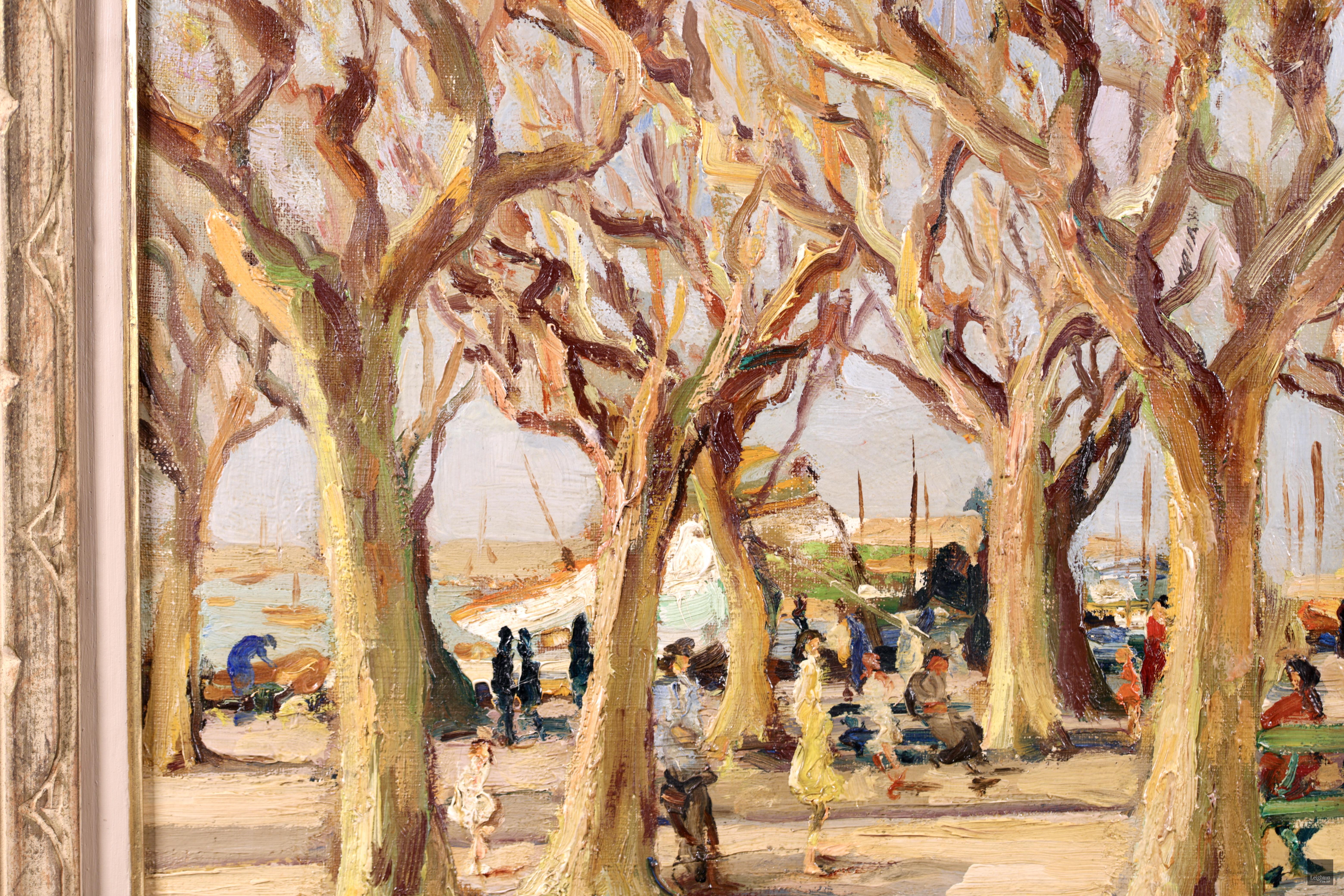Cannes et le vieux port - Post Impressionist Oil, Landscape by Marcel Dyf For Sale 1