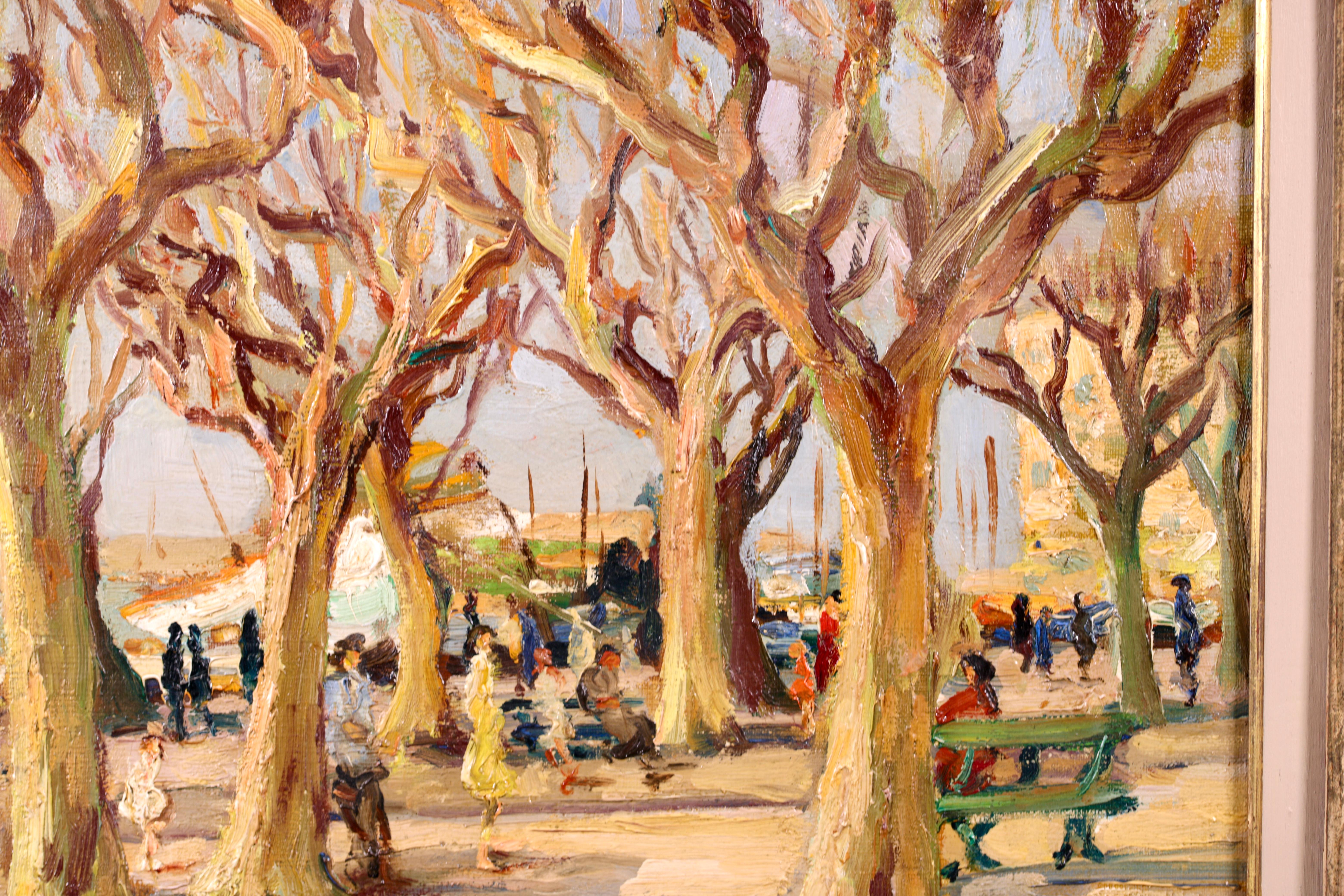 Cannes et le vieux port - Post Impressionist Oil, Landscape by Marcel Dyf For Sale 2