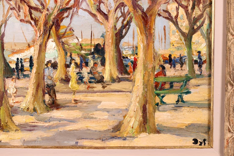 Cannes et le vieux port - Post Impressionist Oil, Landscape by Marcel Dyf For Sale 6