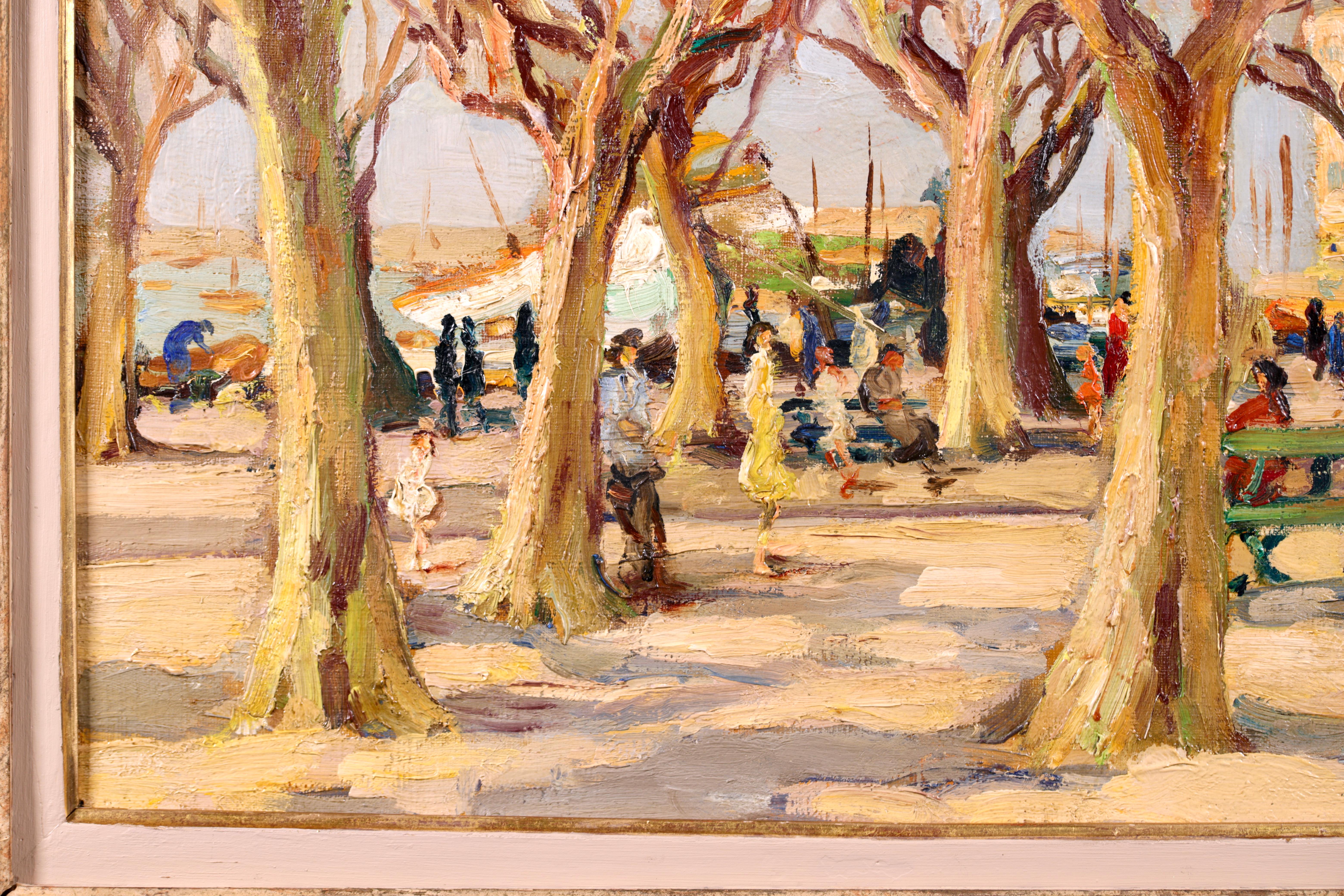 Cannes et le vieux port - Post Impressionist Oil, Landscape by Marcel Dyf For Sale 4