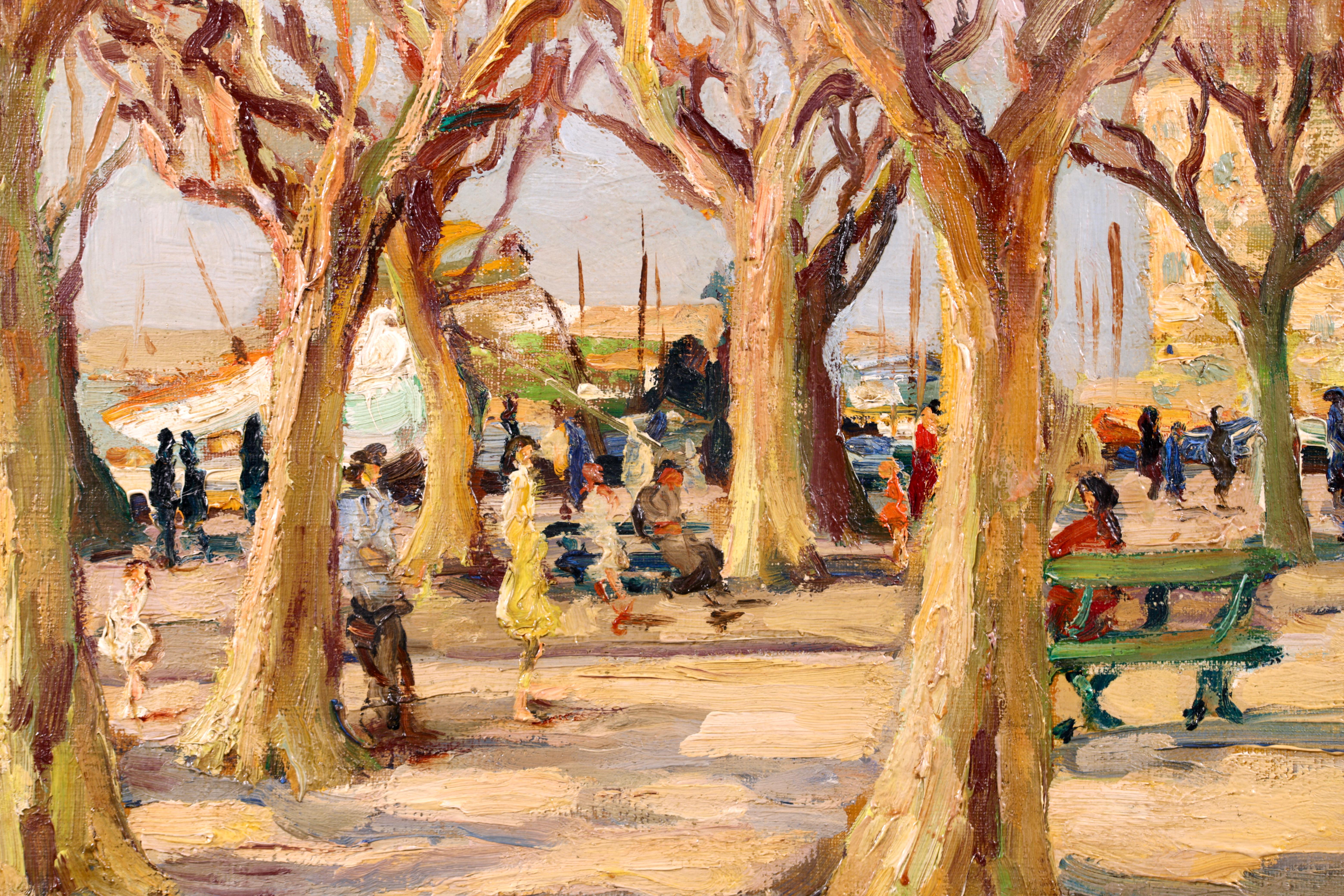 Cannes et le vieux port - Post Impressionist Oil, Landscape by Marcel Dyf For Sale 5