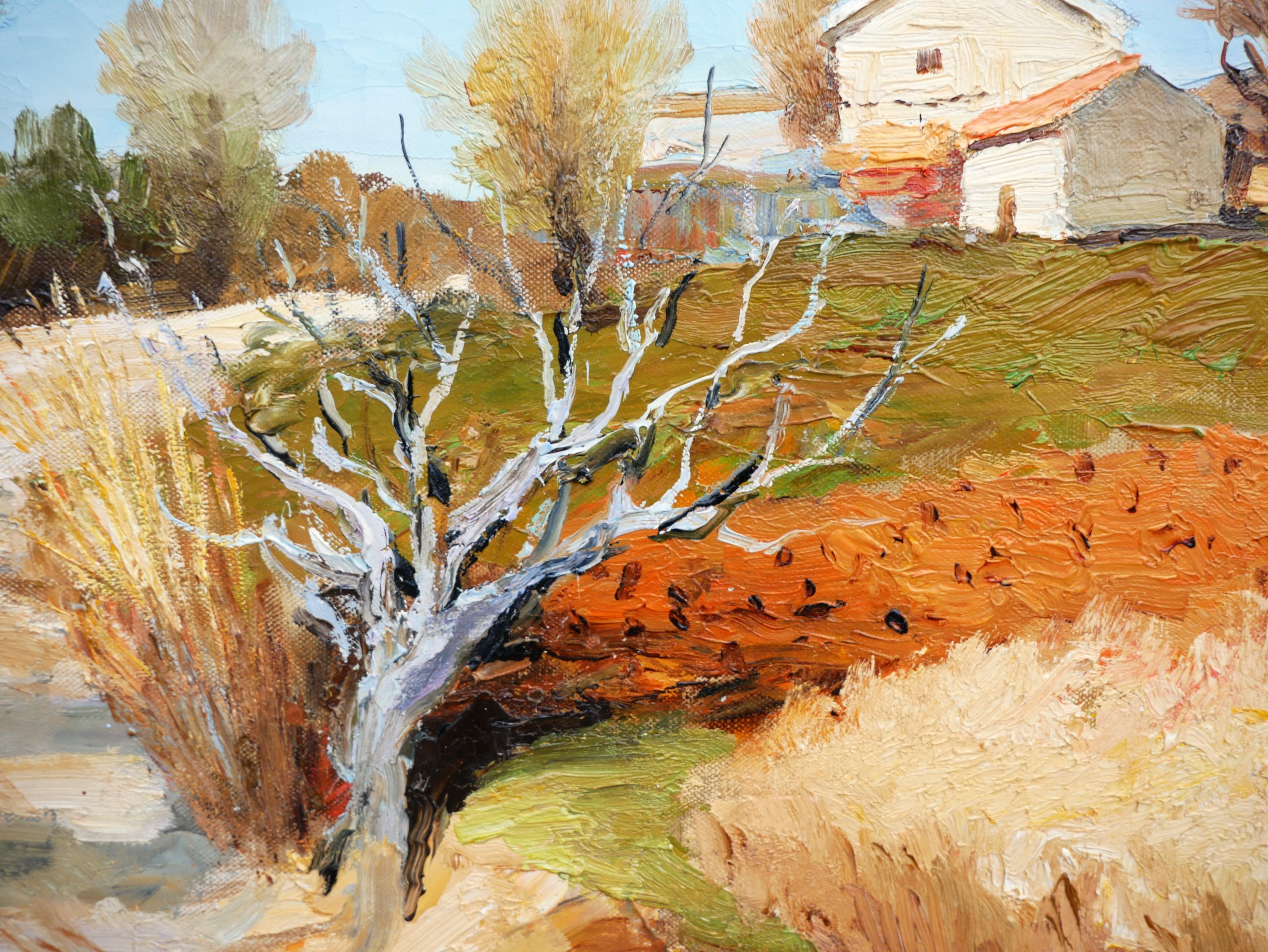 Chemin de la Colline Pastel Impressionniste St. Tropez France Peinture de paysage - Painting de Marcel Dyf