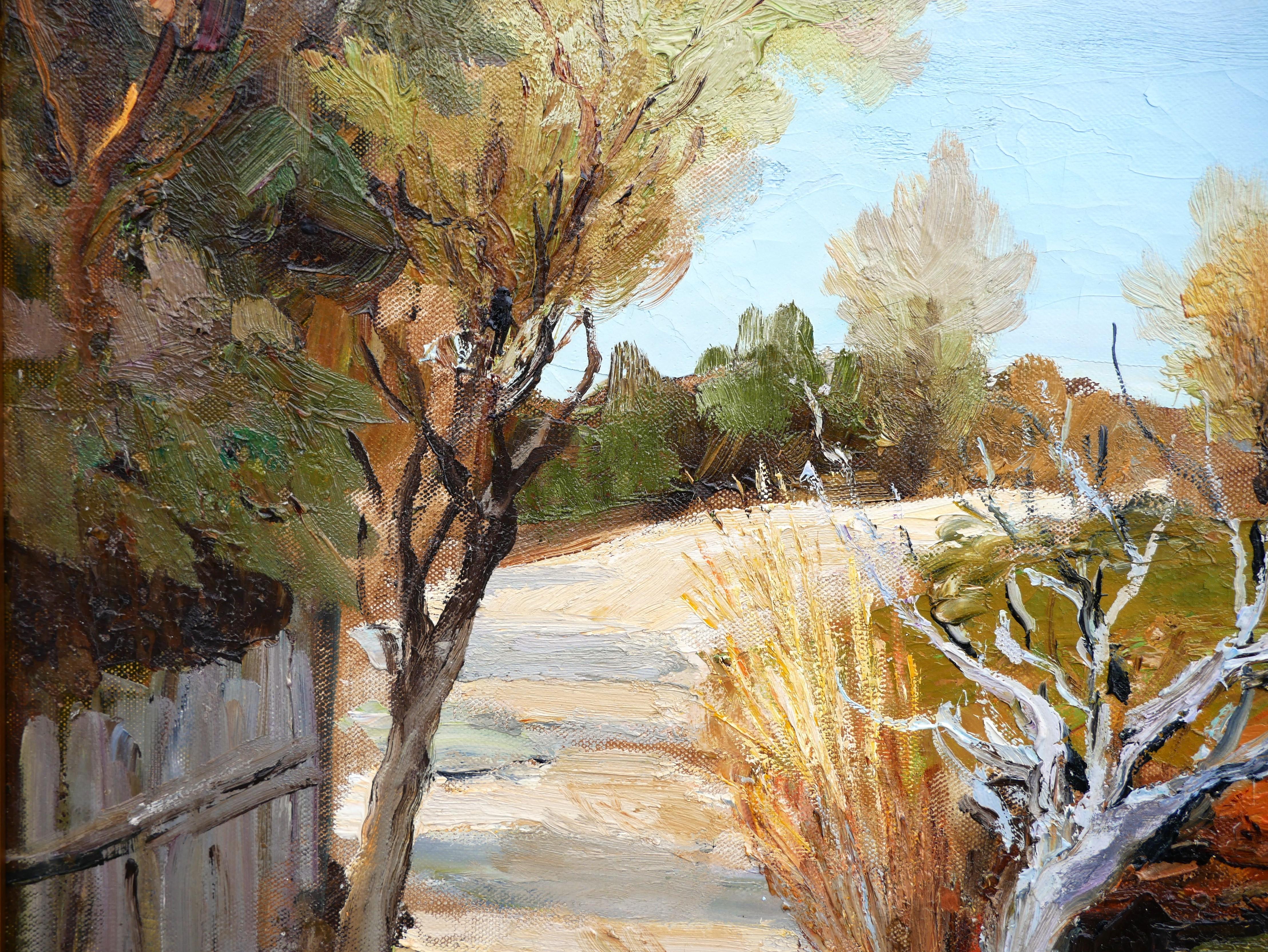 Chemin de la Colline Pastel Impressionniste St. Tropez France Peinture de paysage - Beige Still-Life Painting par Marcel Dyf