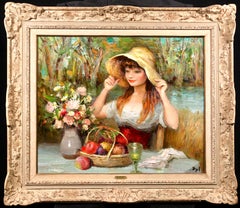 Claudine à la capeline - Post Impressionist Portrait Oil Painting by Marcel Dyf