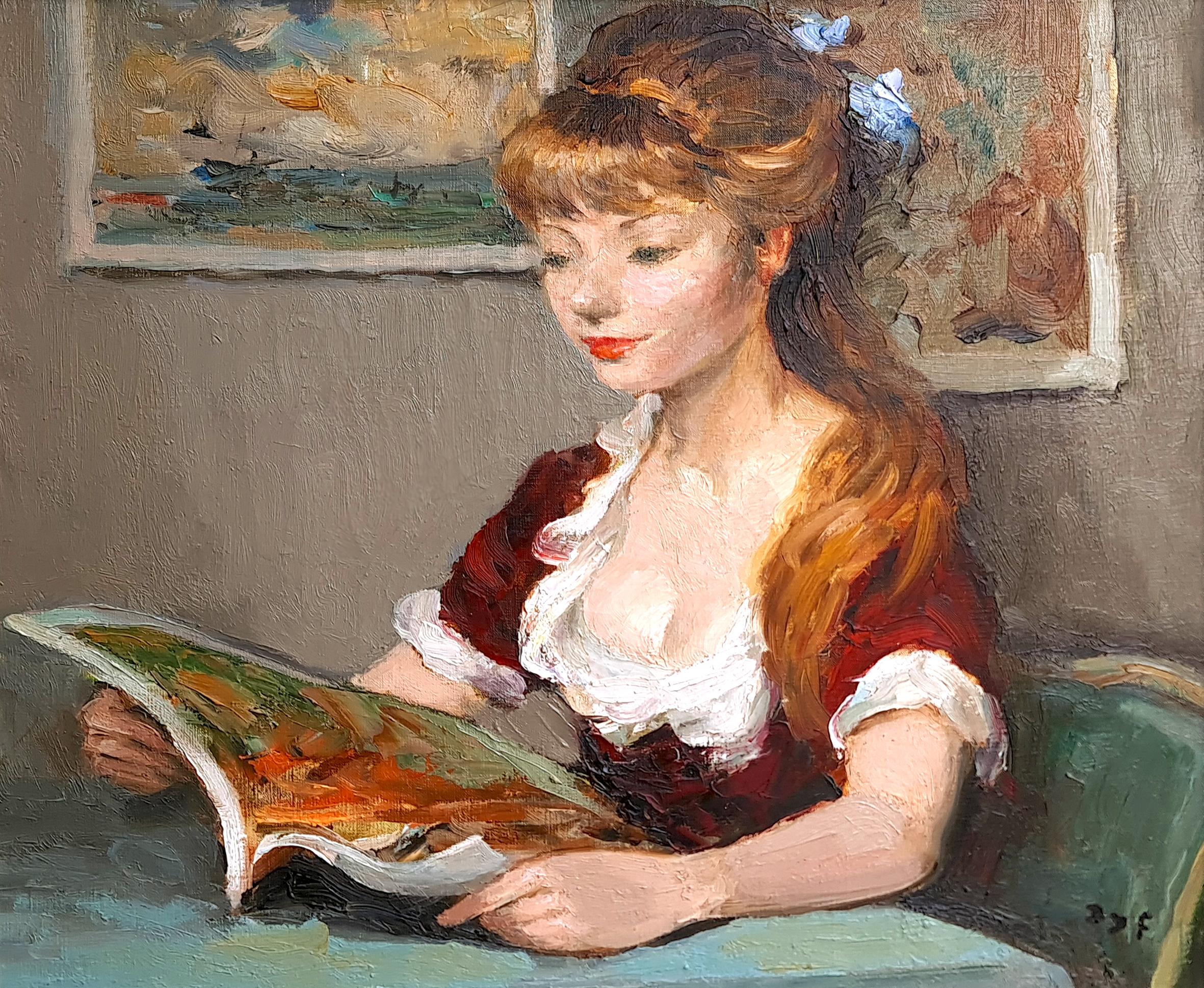 Claudine Reading - Painting by Marcel Dyf