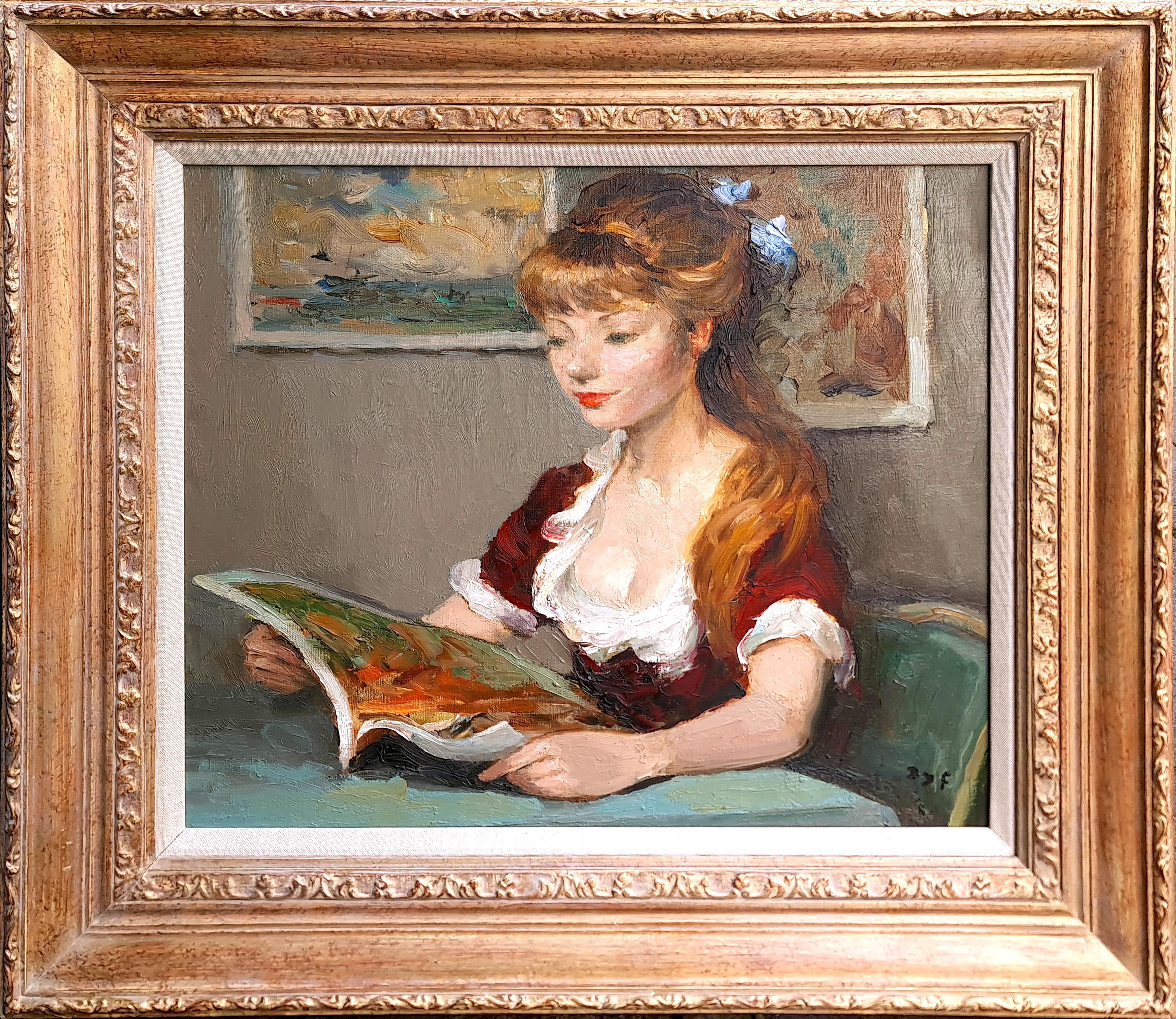 Figurative Painting Marcel Dyf - Claudine Reading