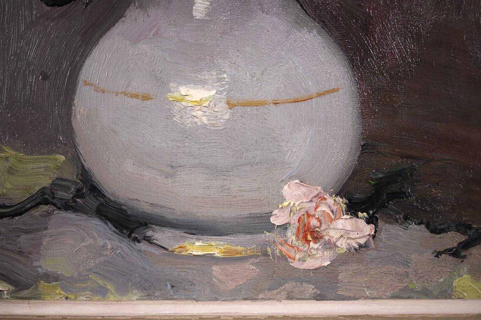 Fleurs dans une vase - Post Impressionist Oil, Still Life Flowers by Marcel Dyf 7