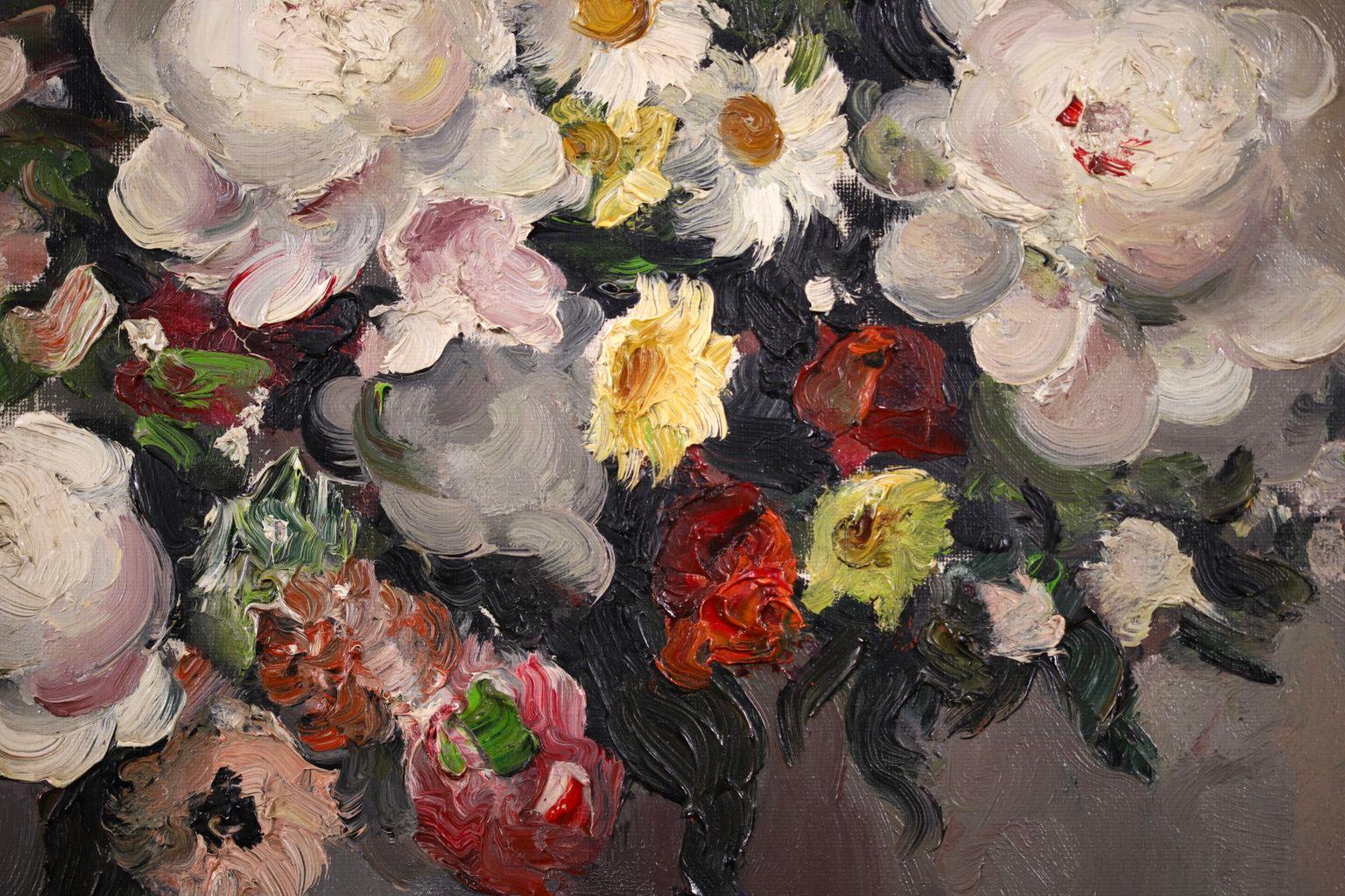 Fleurs dans une vase - Post Impressionist Oil, Still Life Flowers by Marcel Dyf 8