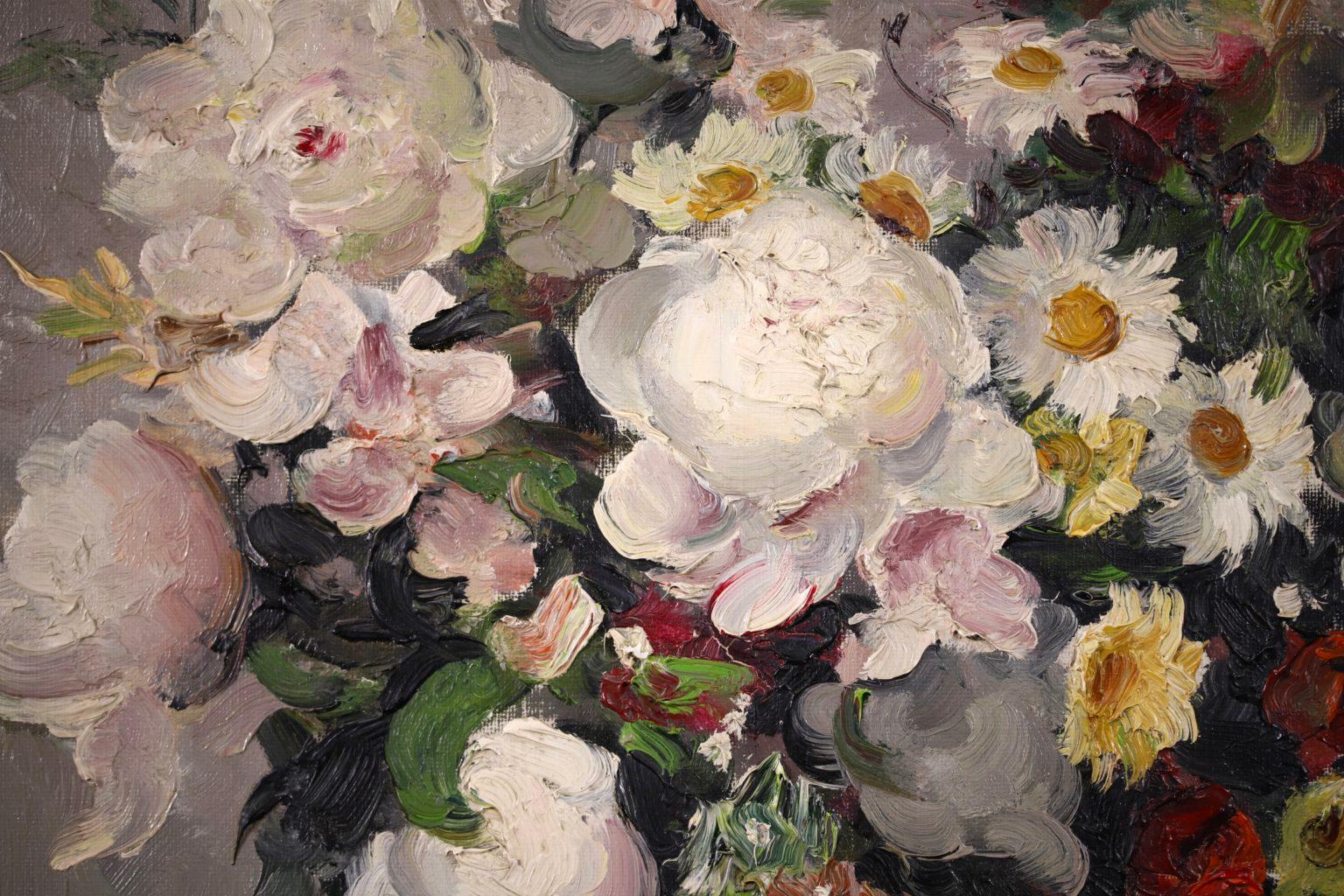 Fleurs dans une vase - Post Impressionist Oil, Still Life Flowers by Marcel Dyf 3