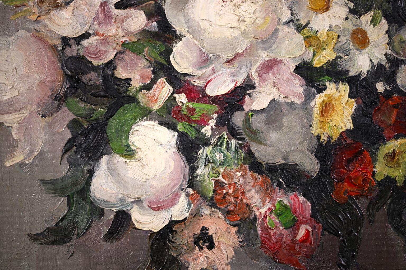 Fleurs dans une vase - Post Impressionist Oil, Still Life Flowers by Marcel Dyf 4