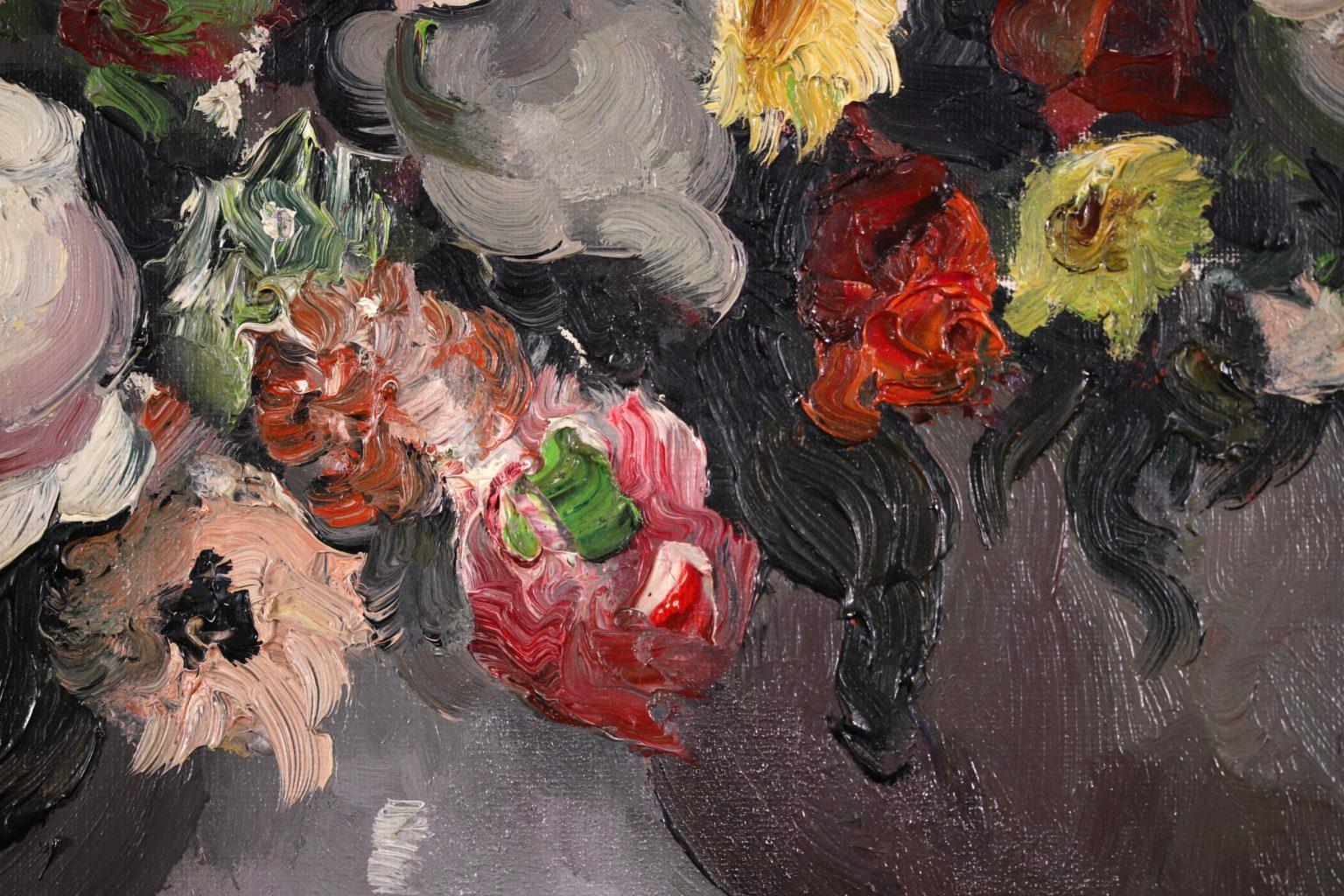 Fleurs dans une vase - Post Impressionist Oil, Still Life Flowers by Marcel Dyf 5