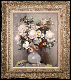 Fleurs dans une vase - Post Impressionist Oil, Still Life Flowers by Marcel Dyf