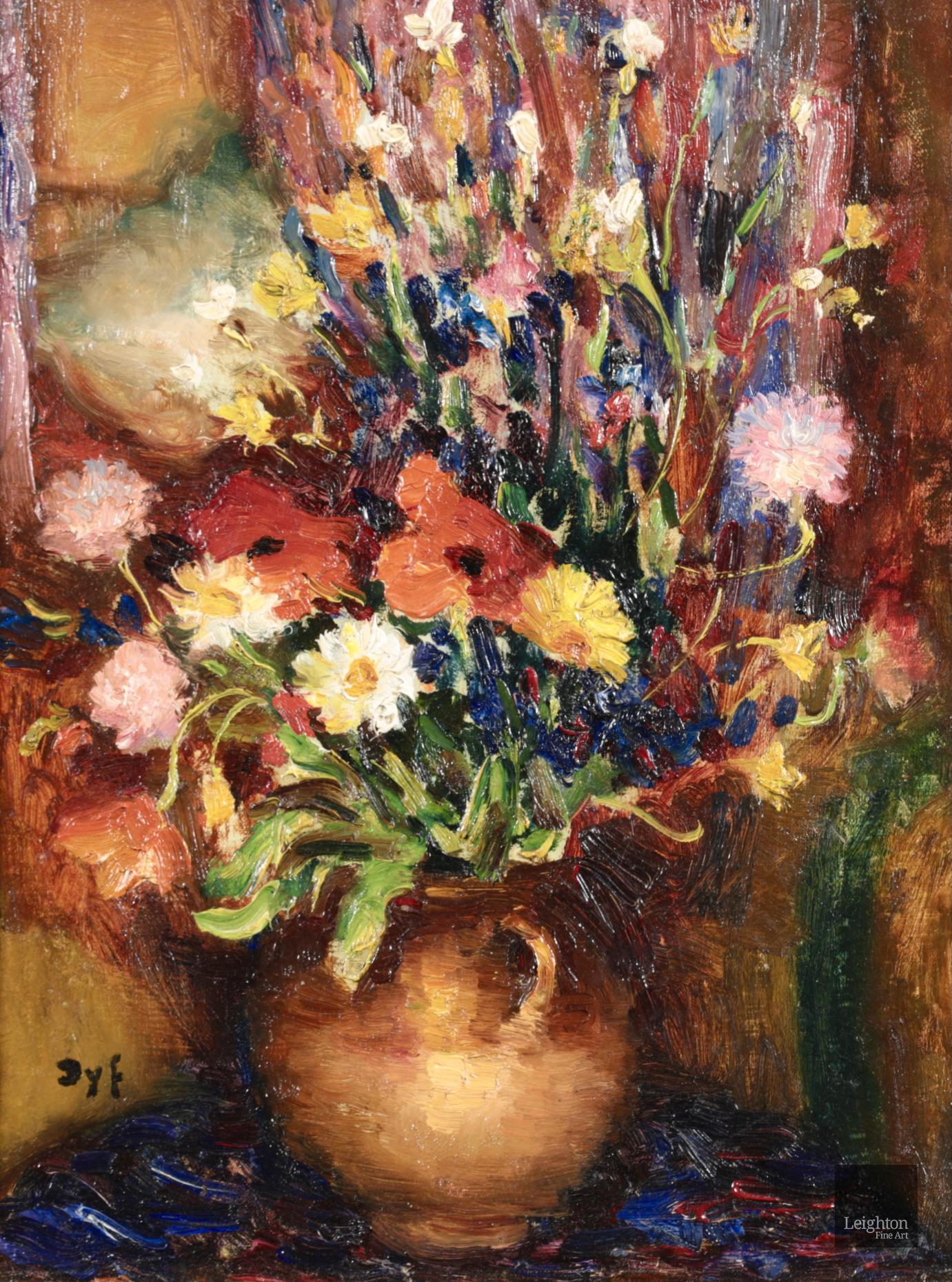 Signed post impressionist still life oil on canvas circa 1930 by sought after French impressionist painter Marcel Dyf. The work depicts wildflowers in a glazed vase. A wonderful piece.

Signature:
Signed lower left

Dimensions:
Framed:
