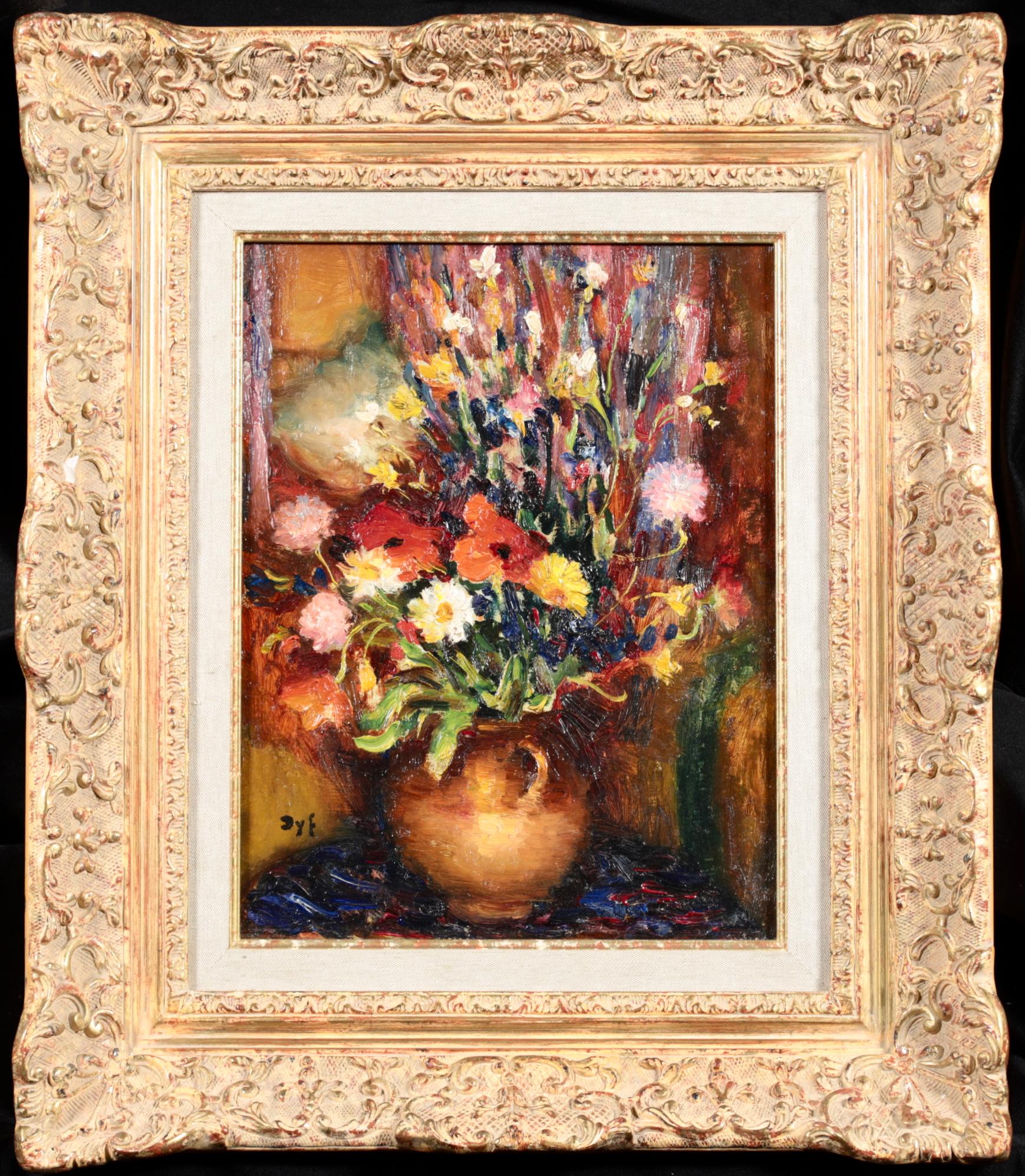 Nature morte post impressionniste signée, huile sur toile circa 1930 du peintre impressionniste français Marcel Dyf. L'œuvre représente des fleurs sauvages dans un vase émaillé. Une pièce merveilleuse.

Signature :
Signé en bas à gauche

Dimensions