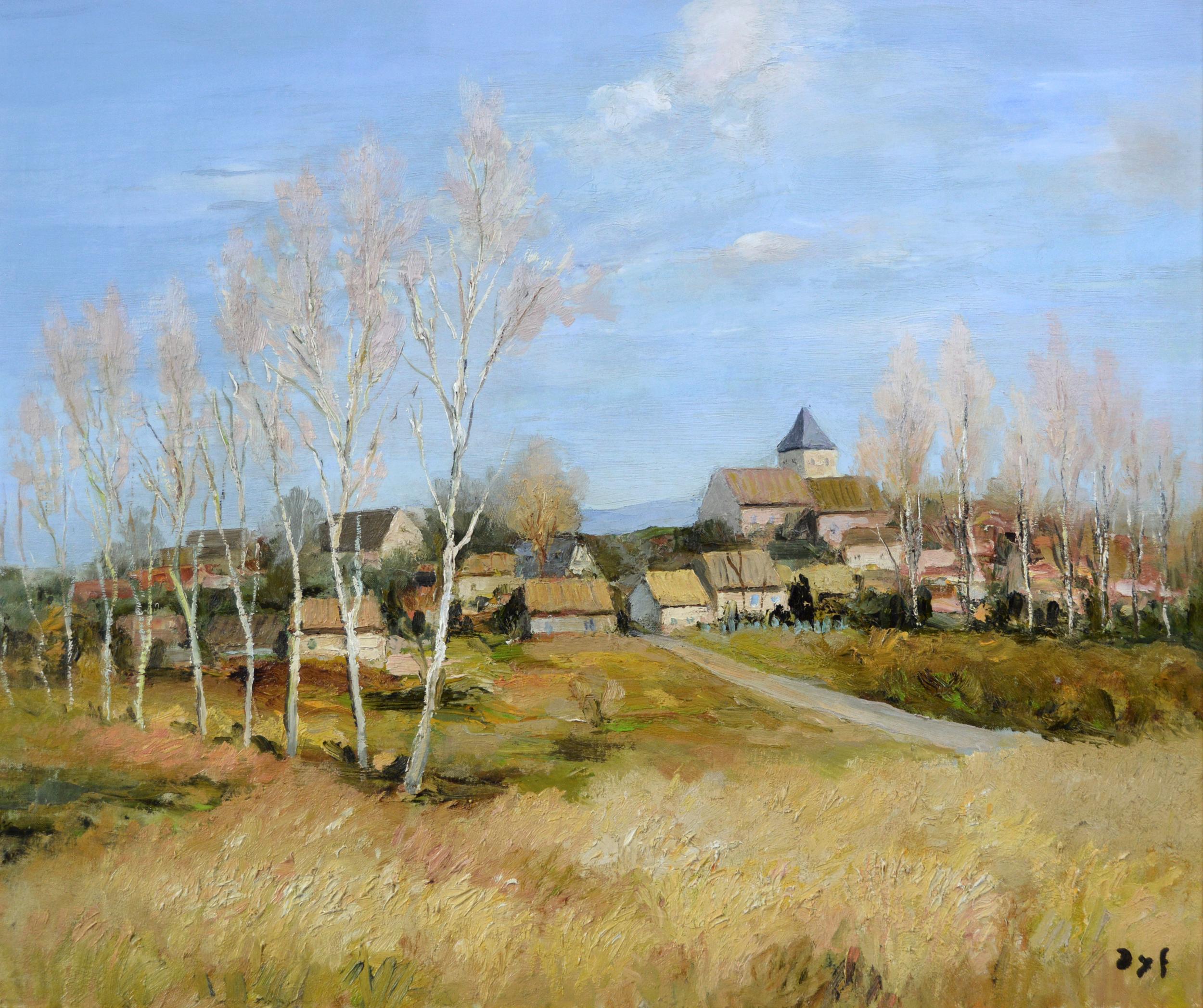French landscape oil painting of Neauphle-le-Chateau  - Painting by Marcel Dyf