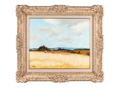 'Golden Fields' French Impressionist Country Landscape painting with figures