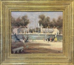 "Le Bassin des Tuileries a Paris" Marcel Dyf, Impressionist Garden Fountain