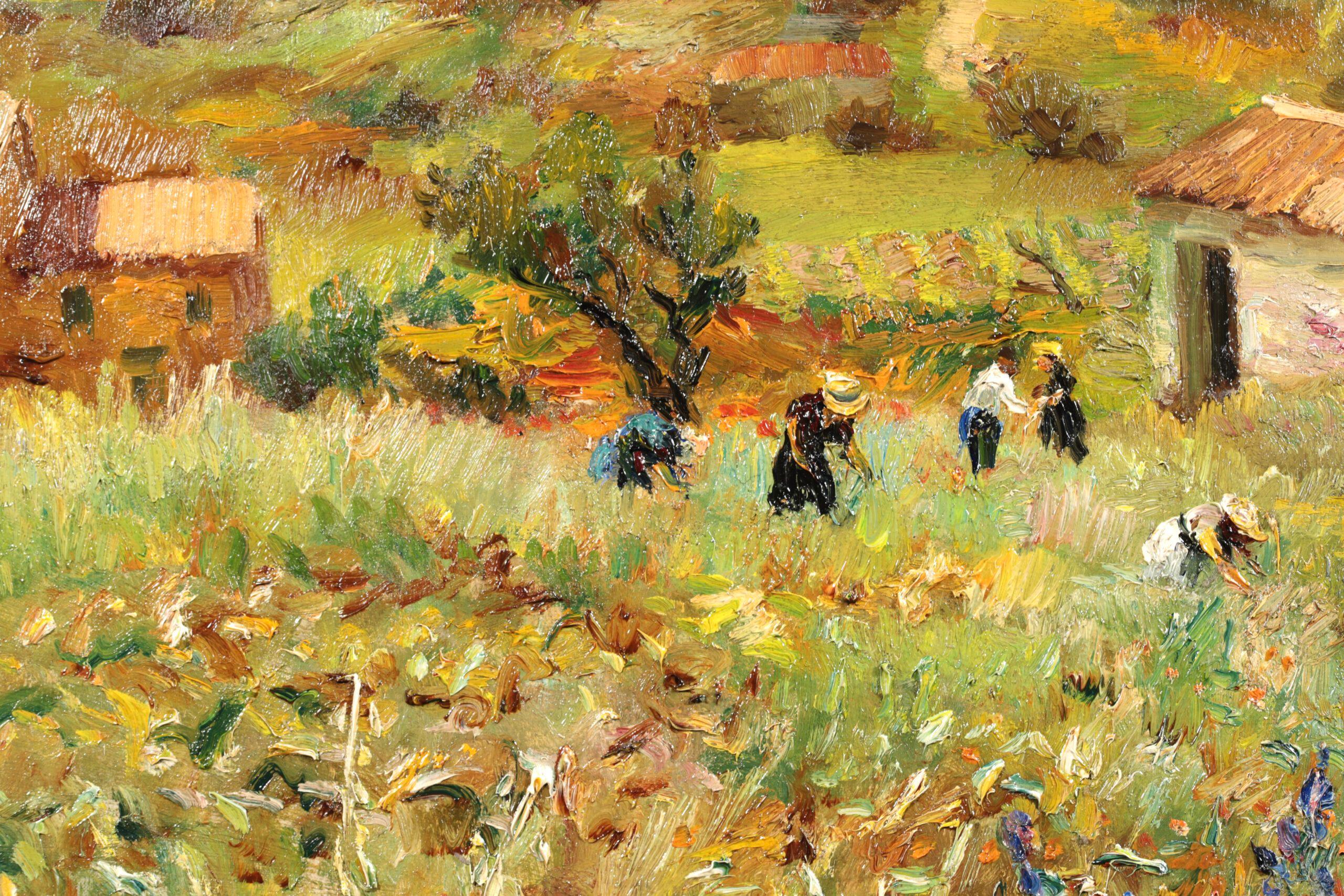 Le champ de coquelicots - Post Impressionist Landscape Oil Painting - Marcel Dyf For Sale 2