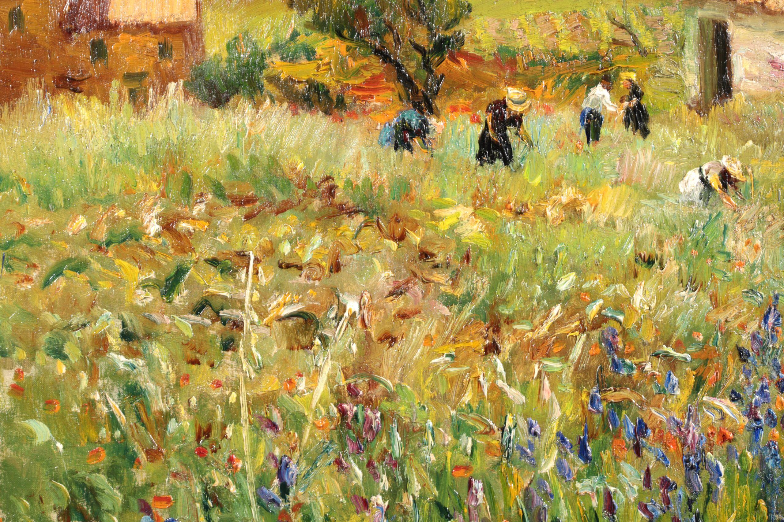 Le champ de coquelicots - Post Impressionist Landscape Oil Painting - Marcel Dyf For Sale 3