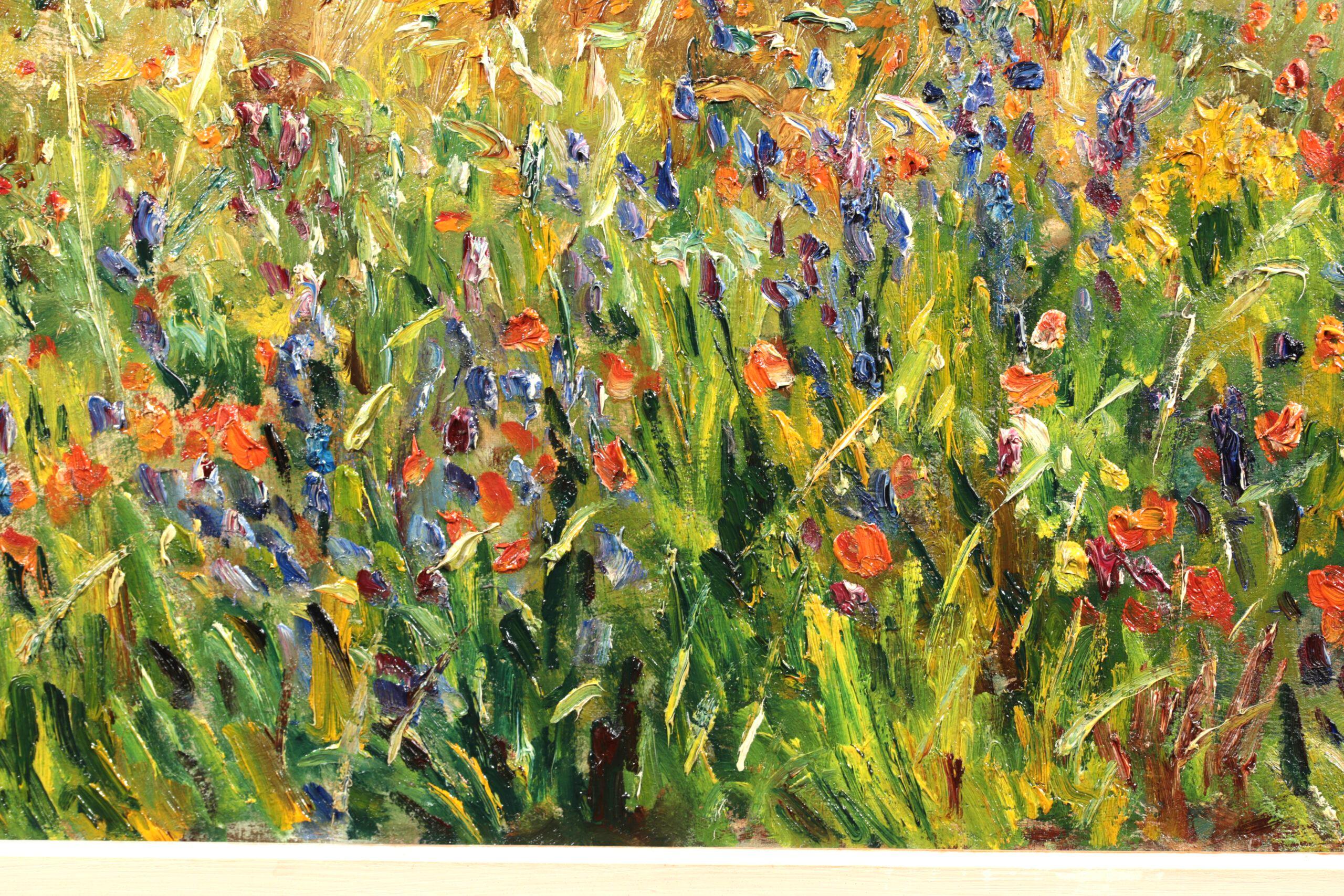 Le champ de coquelicots - Post Impressionist Landscape Oil Painting - Marcel Dyf For Sale 5