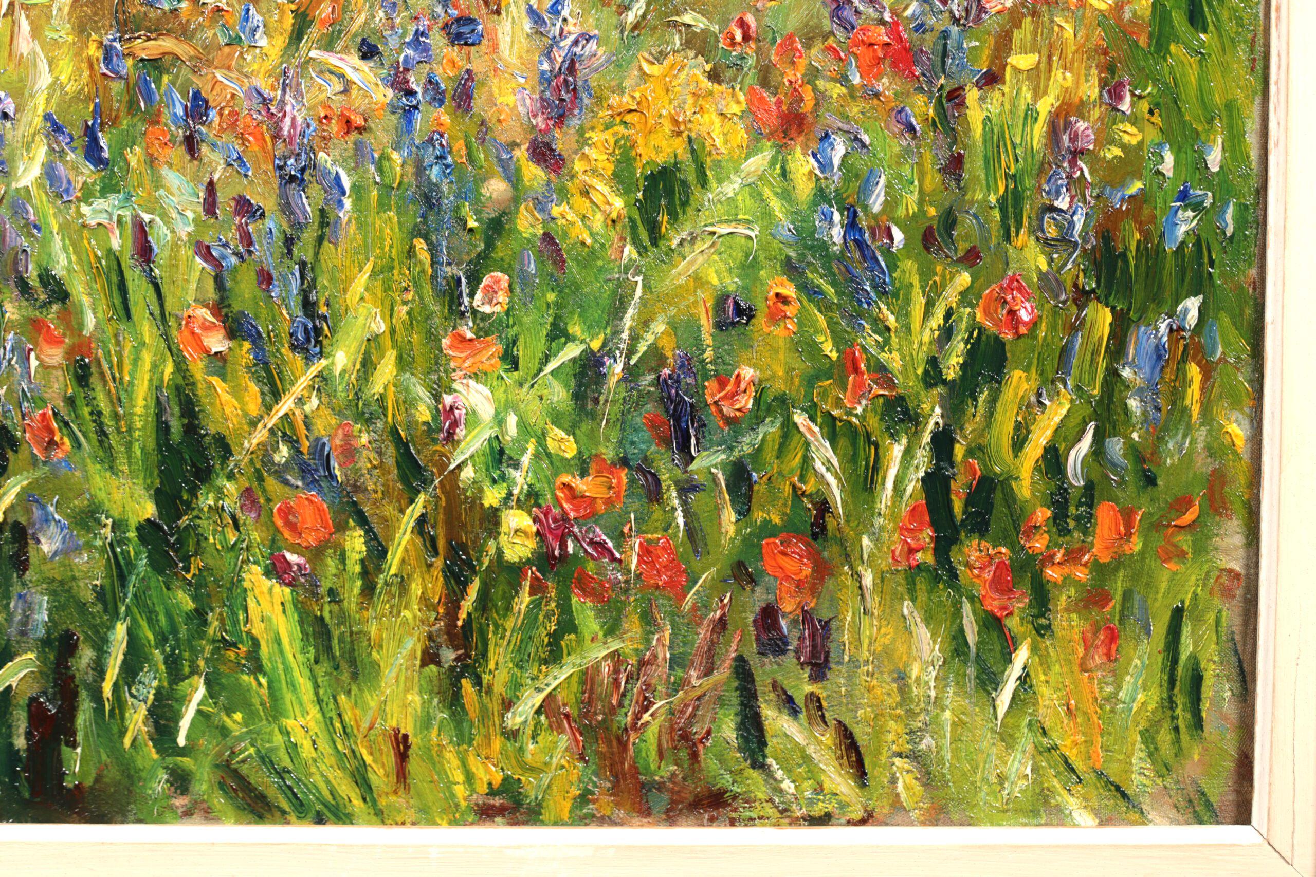 Le champ de coquelicots - Post Impressionist Landscape Oil Painting - Marcel Dyf For Sale 6