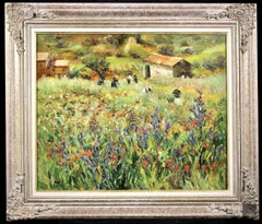 Retro Le champ de coquelicots - Post Impressionist Landscape Oil Painting - Marcel Dyf