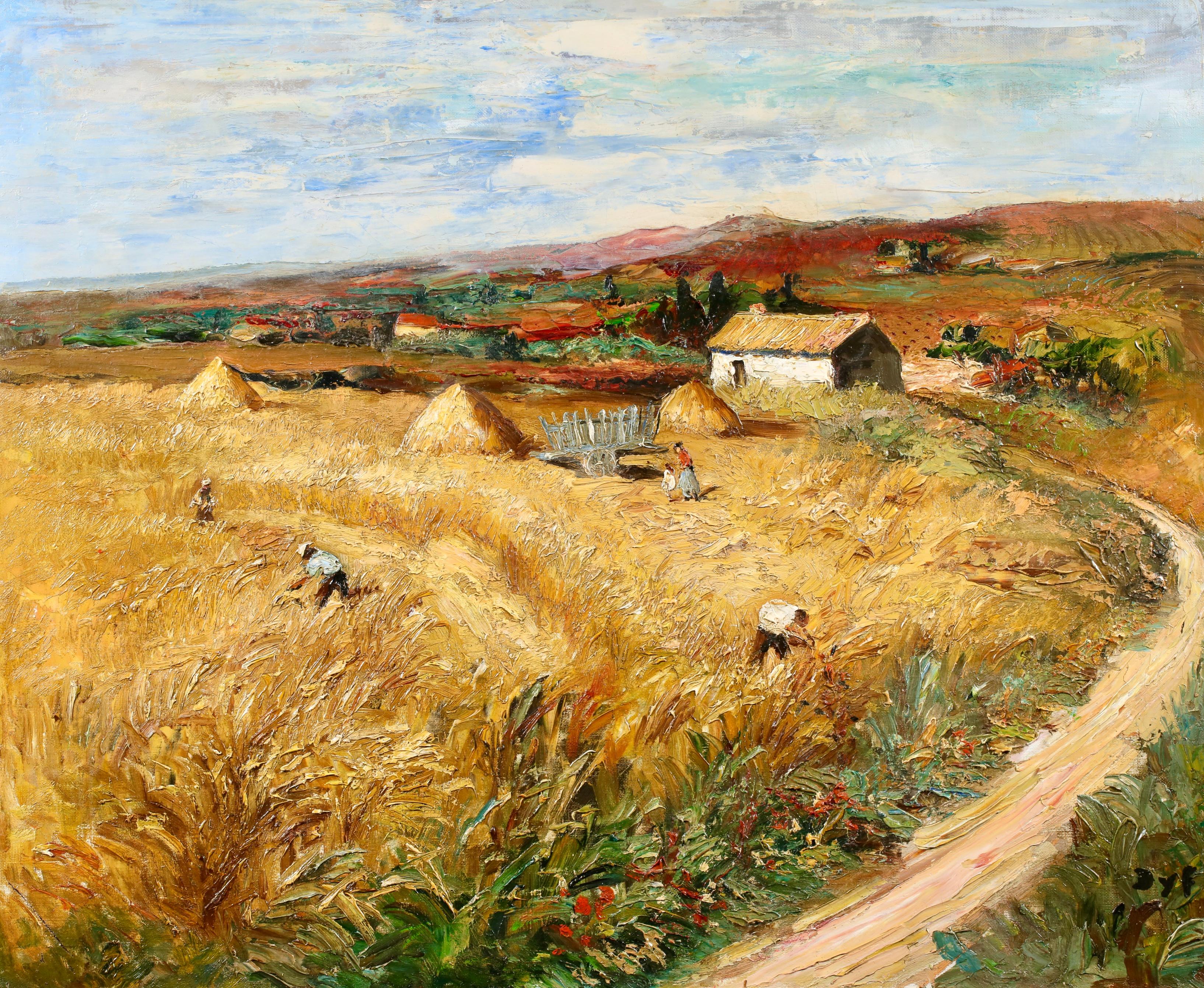 Le Moisson - Provence - Post Impressionist Landscape Oil by Marcel Dyf For Sale 1