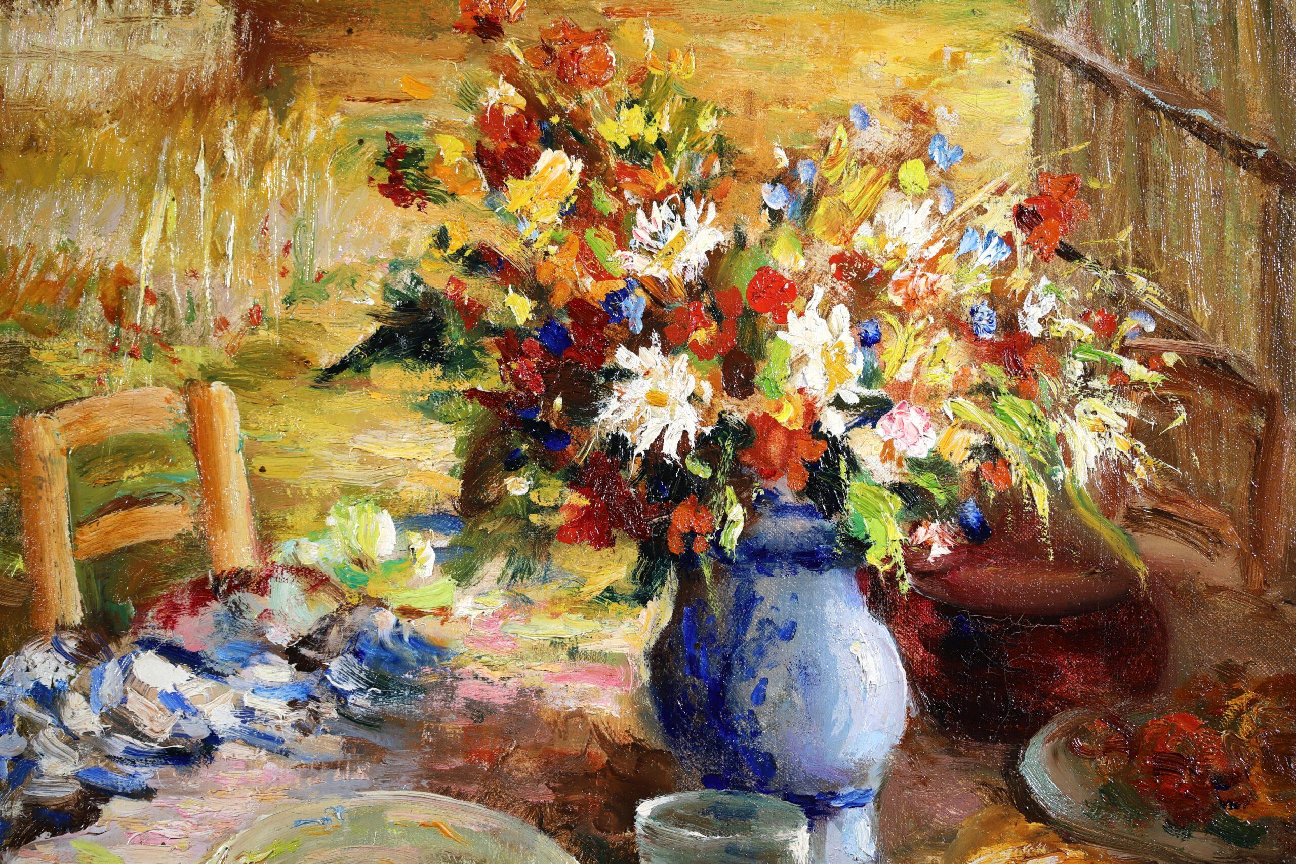 Le Petit Dejeuner - Post Impressionist Landscape Oil Painting by Marcel Dyf For Sale 1