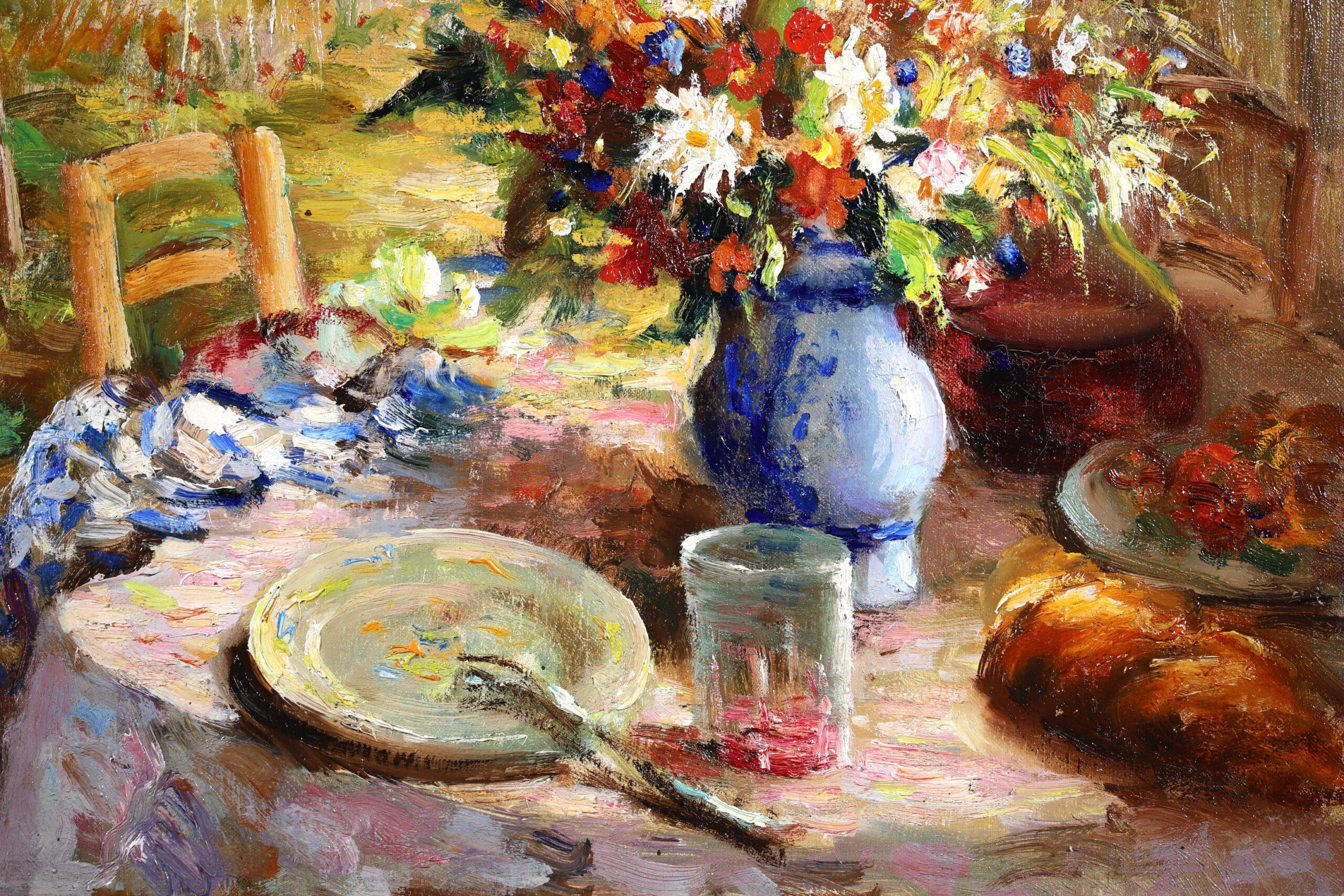 Le Petit Dejeuner - Post Impressionist Landscape Oil Painting by Marcel Dyf For Sale 4