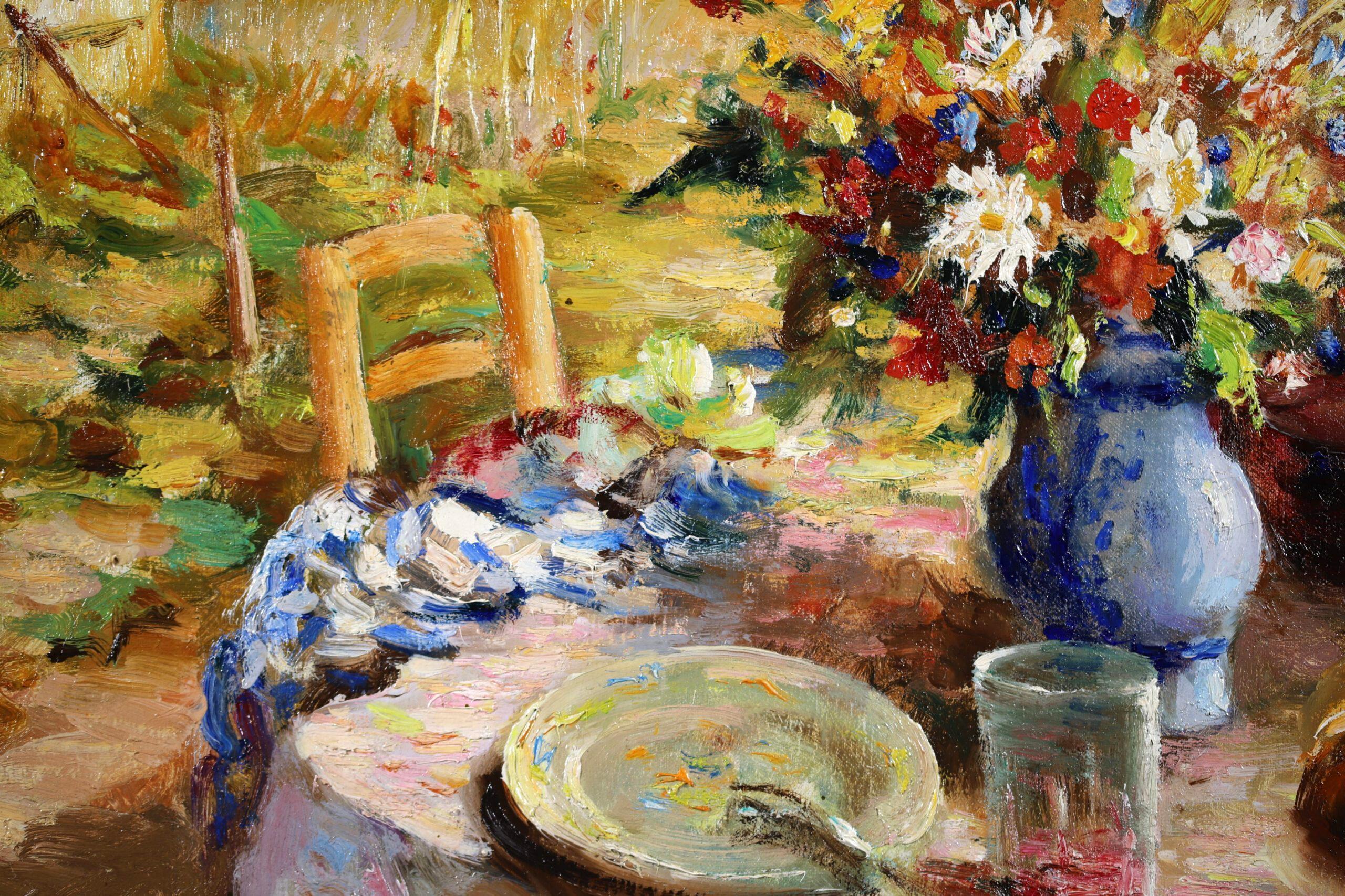Le Petit Dejeuner - Post Impressionist Landscape Oil Painting by Marcel Dyf For Sale 5