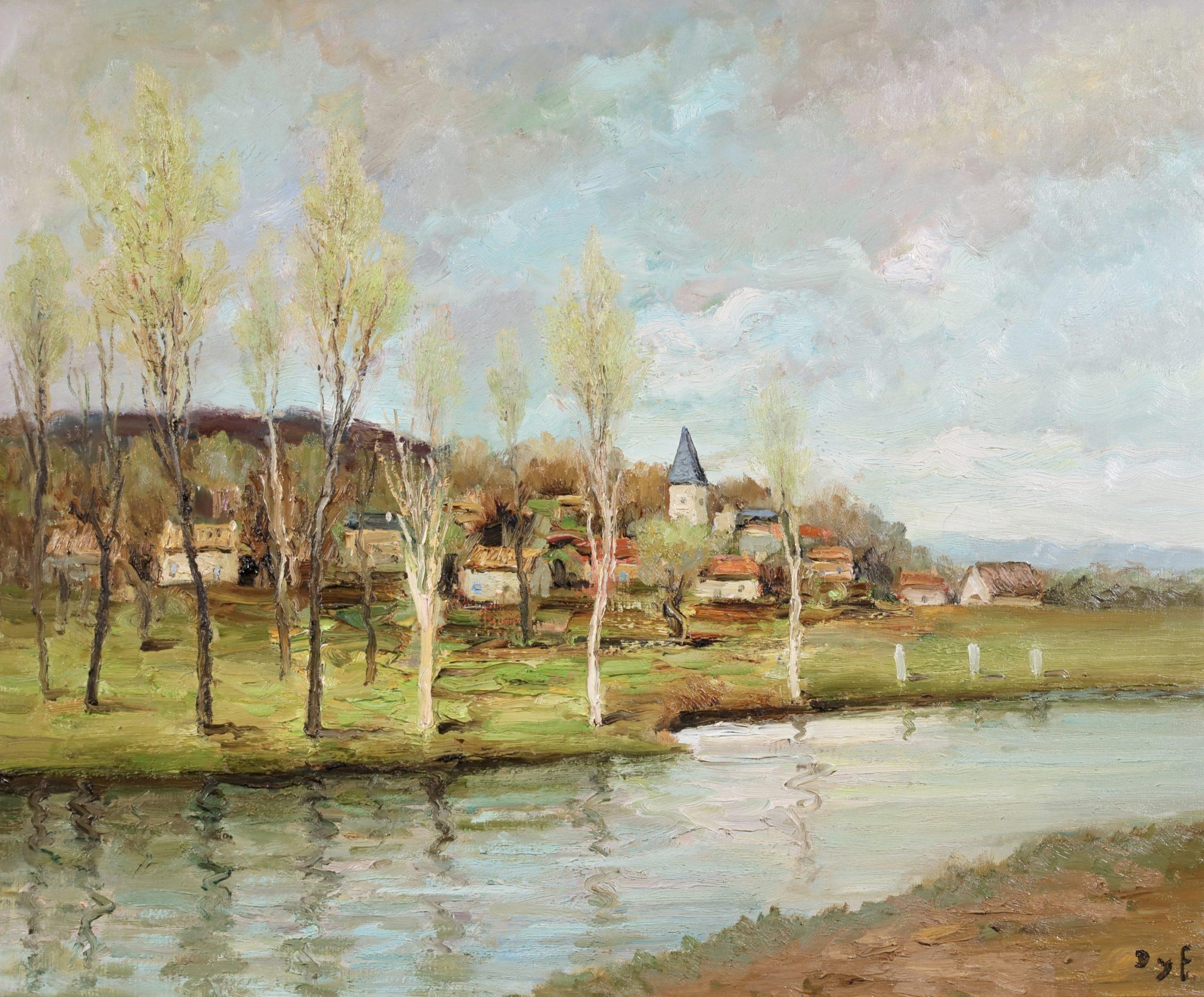 L'Eure en Normandie - Paesaggio post impressionista dipinto a olio da Marcel Dyf 1