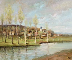 L'Eure en Normandie - Post Impressionist Landscape Oil Painting by Marcel Dyf