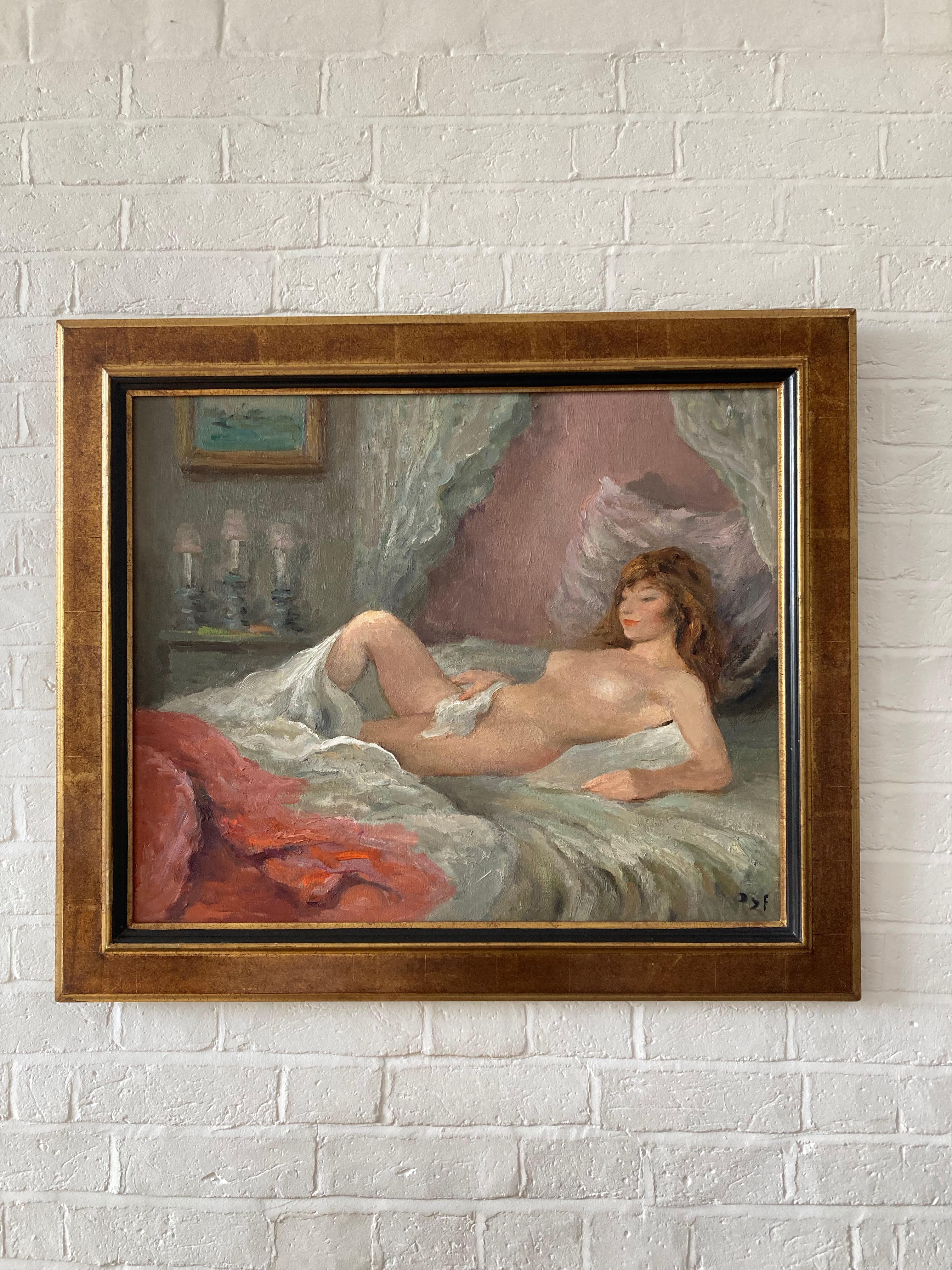 Marcel Dyf, Reclining nude, impressionist oil painting 8