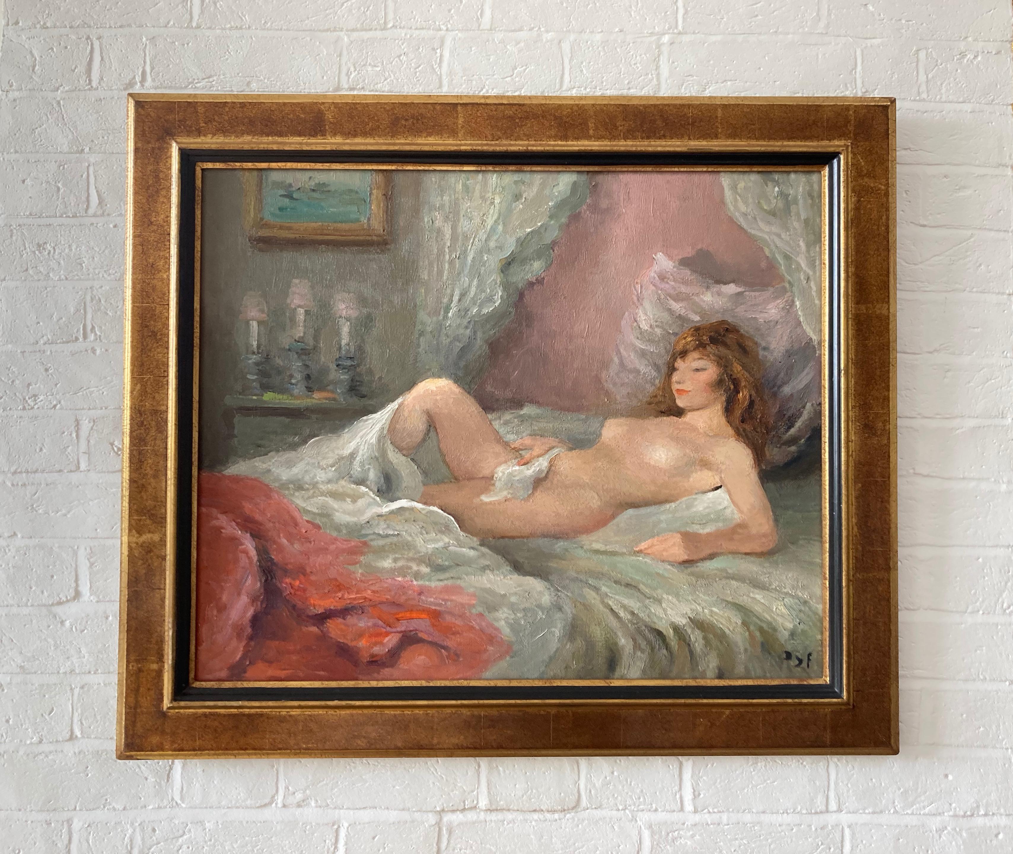 A wonderful example of a reclining nude by Marcel Dyf, painted with characteristic panache; fabulous brushstrokes and colour employed to capture the curves of the model.

Marcel Dyf (1899-1985)
Reclining nude
Signed
Oil on canvas
23½ x 28¾