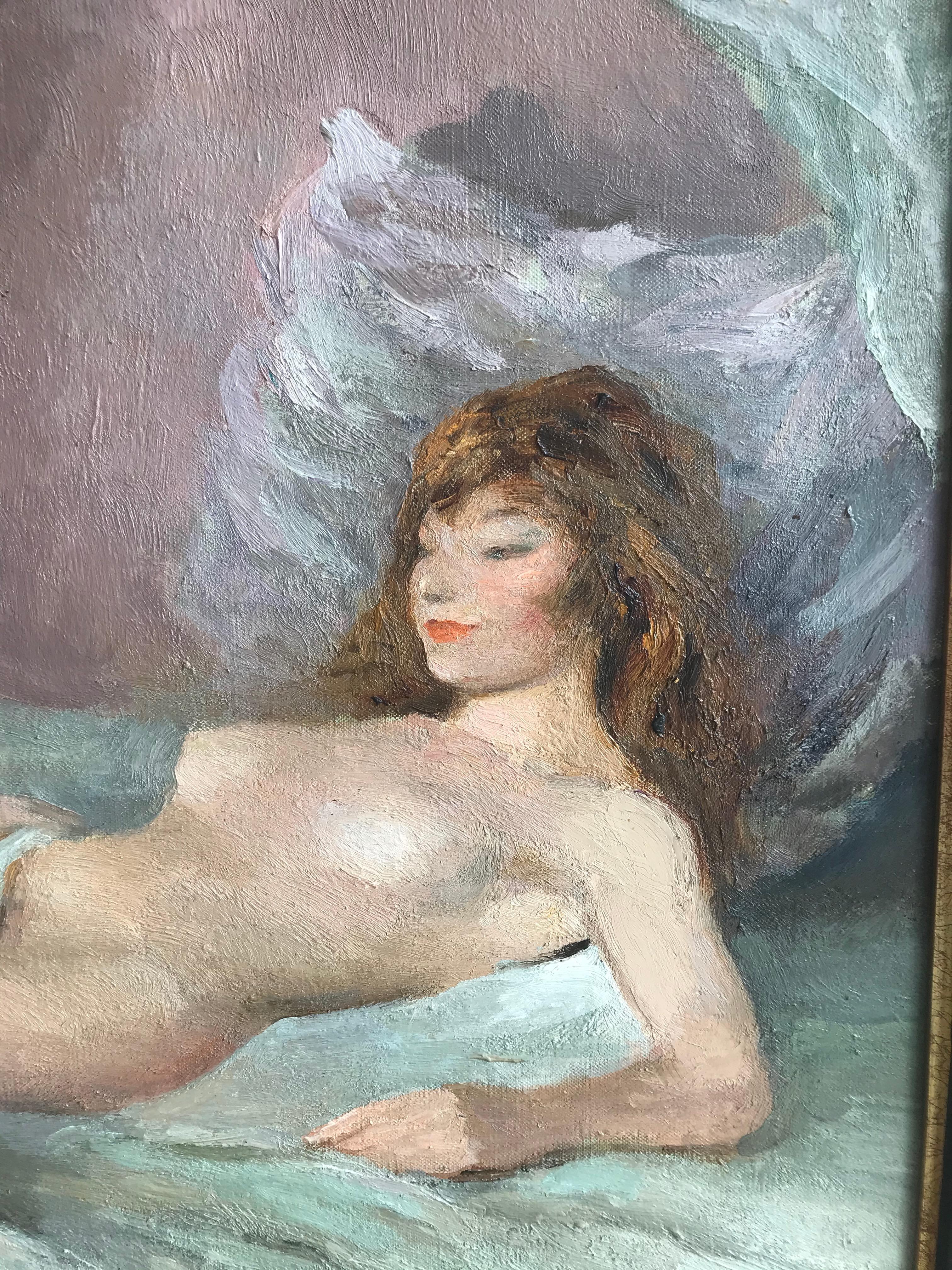 Marcel Dyf, Reclining nude, impressionist oil painting 3
