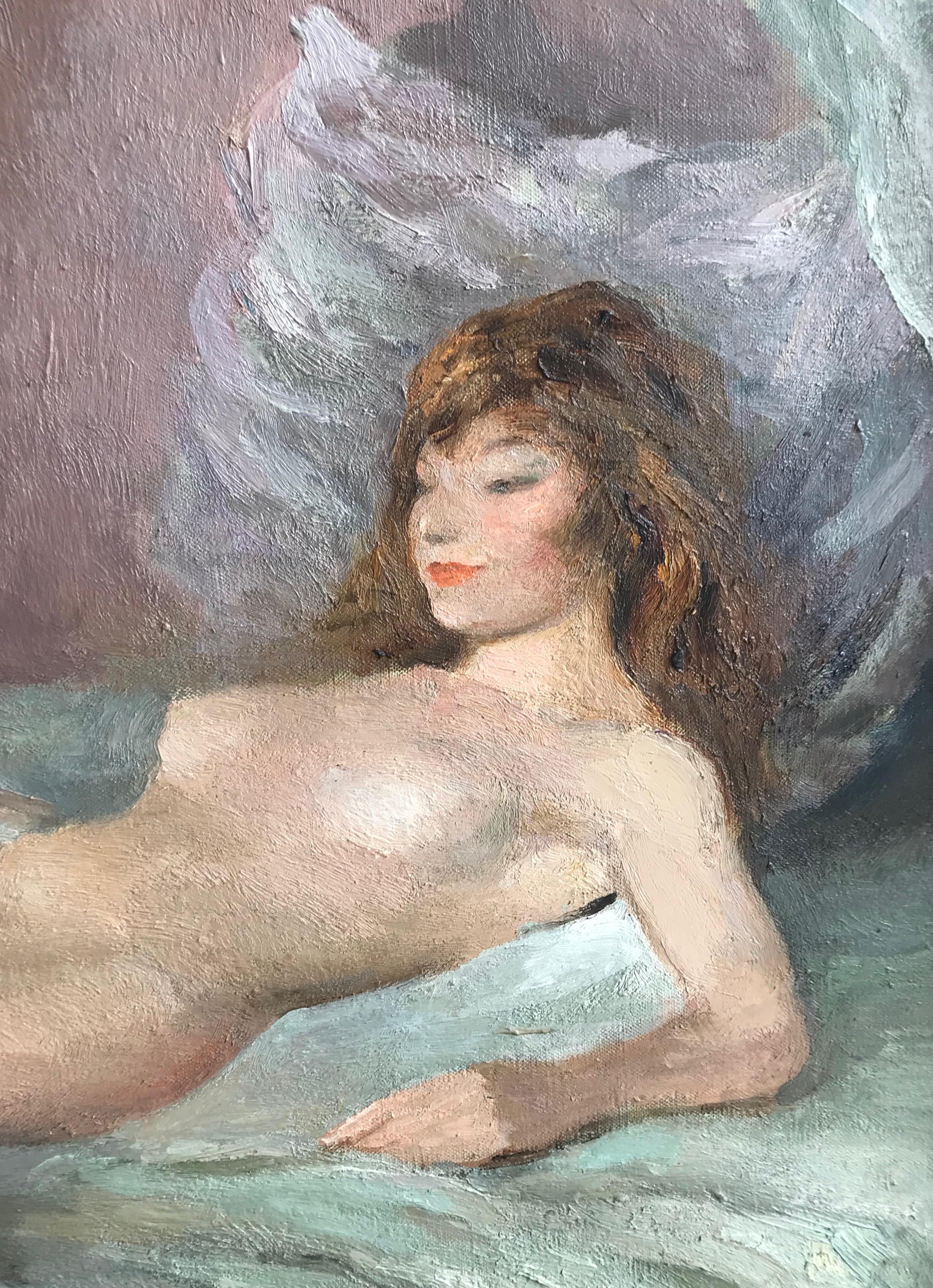 Marcel Dyf, Reclining nude, impressionist oil painting 4