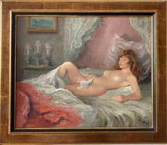 Vintage Marcel Dyf, Reclining nude, impressionist oil painting