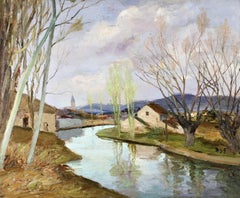 Mauldre au debut de Printemps - Postimpressionistische Landschaft Öl von Marcel Dyf