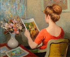 Nuque (Corsage Rouge) Lady in Red - Oil Painting