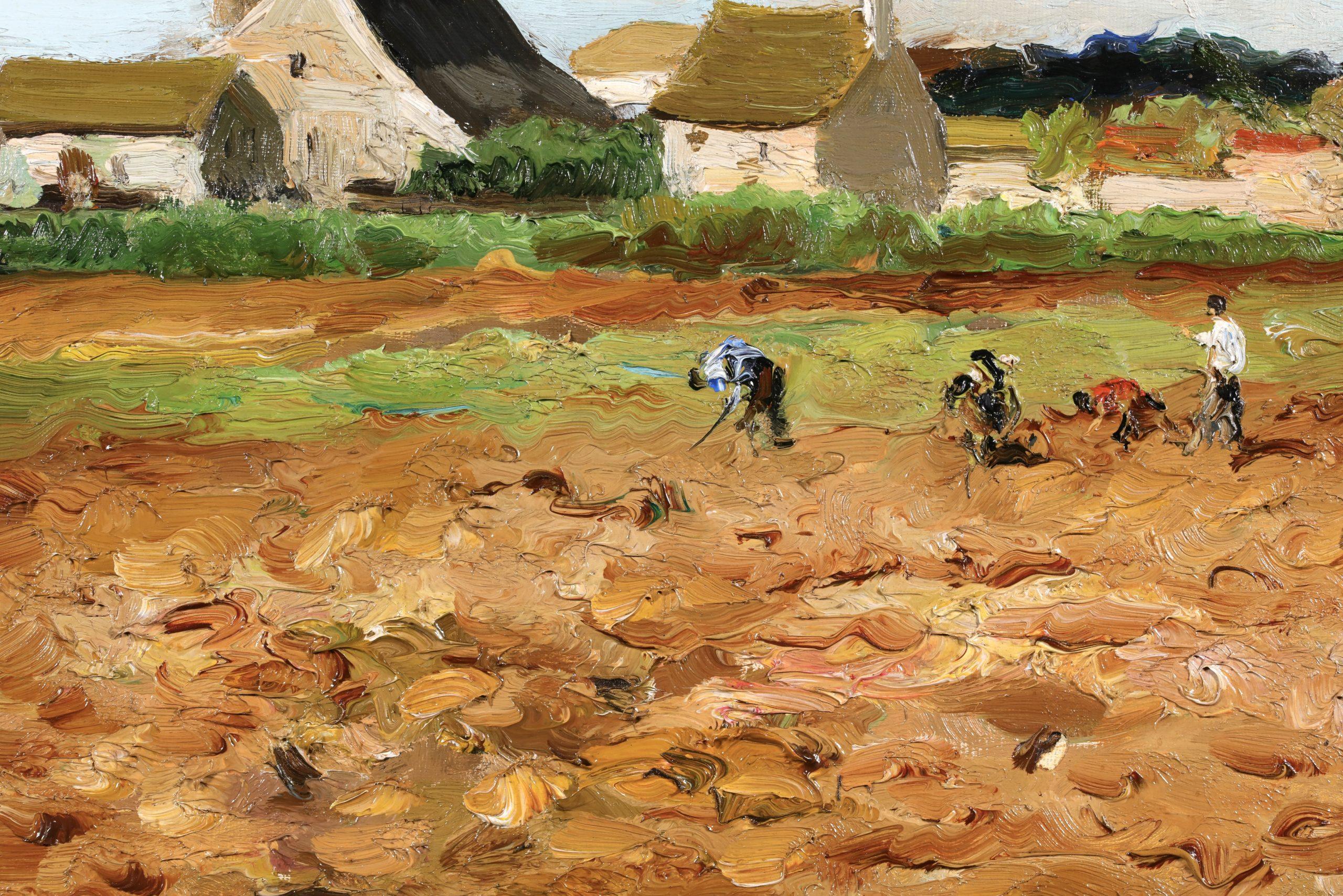 Paysans devant le village - Paesaggio post impressionista a olio di Marcel Dyf in vendita 10