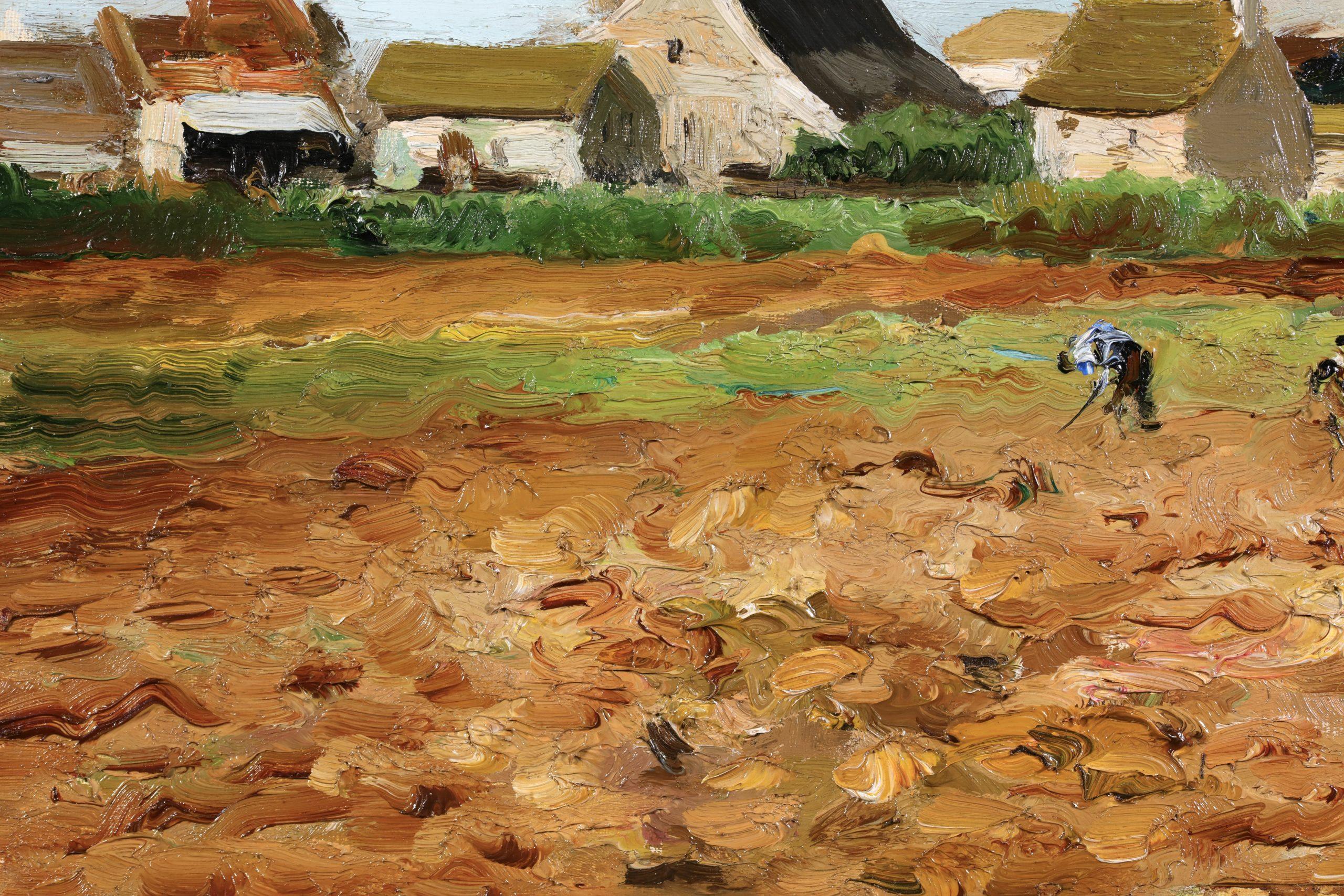 Paysans devant le village - Paesaggio post impressionista a olio di Marcel Dyf in vendita 11