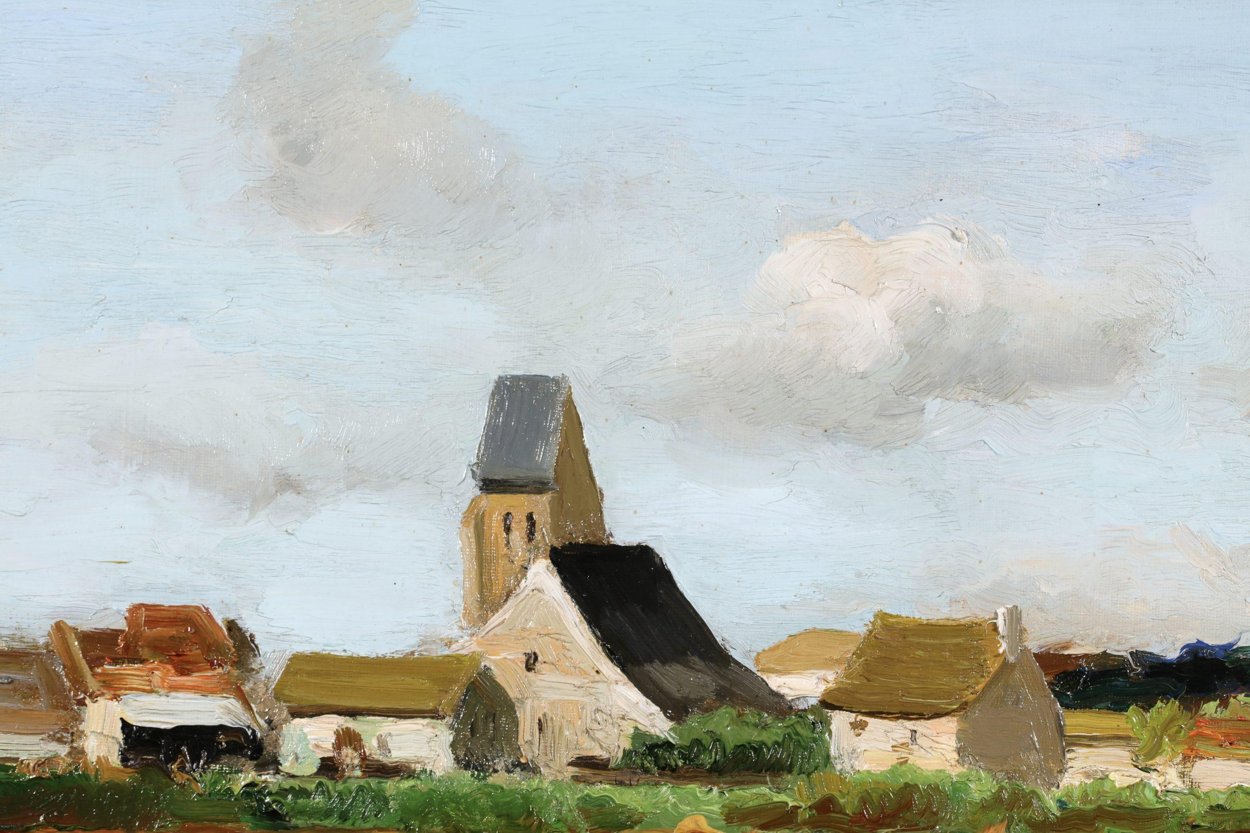 Paysans devant le village - Paesaggio post impressionista a olio di Marcel Dyf in vendita 16