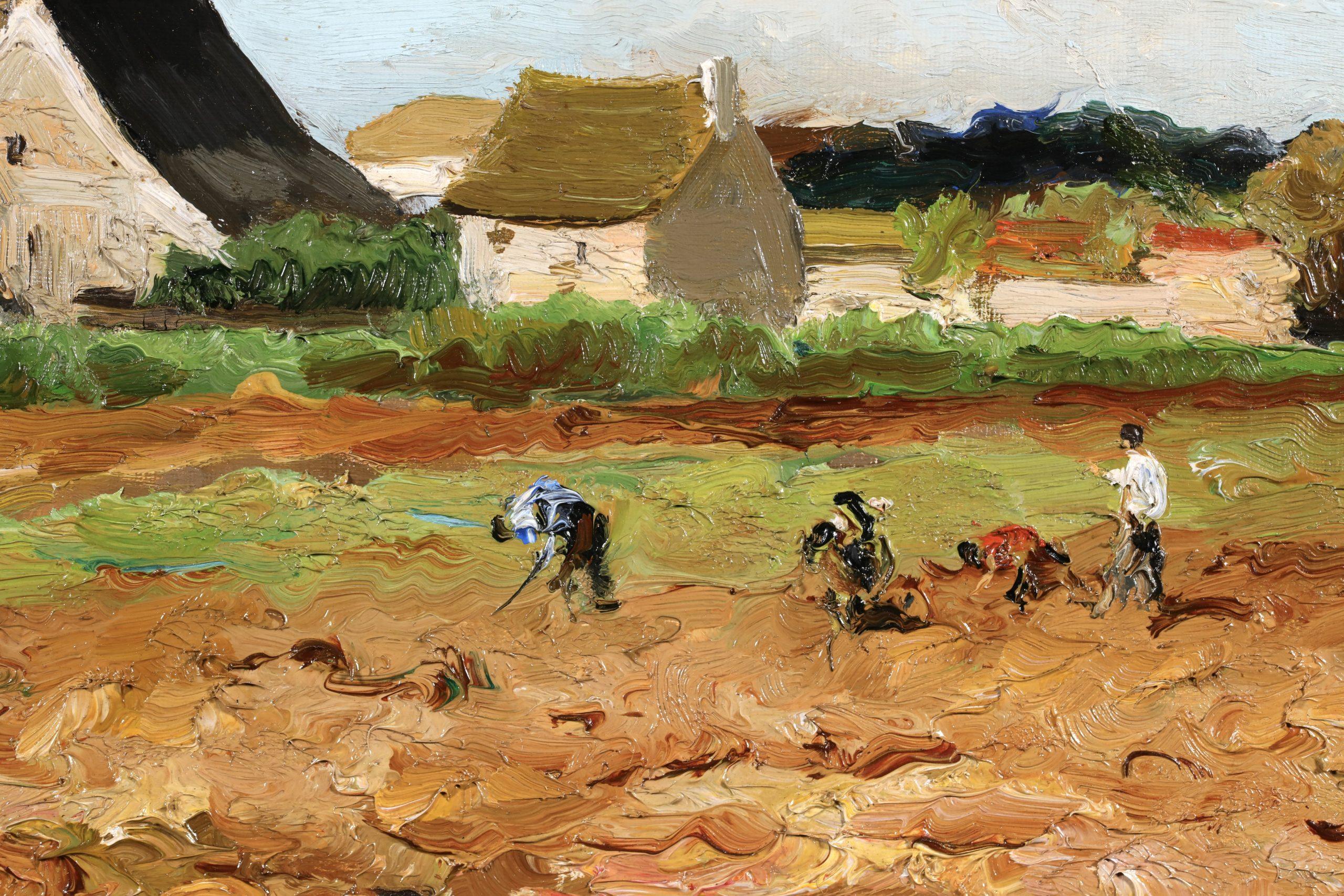 Paysans devant le village - Paesaggio post impressionista a olio di Marcel Dyf in vendita 4