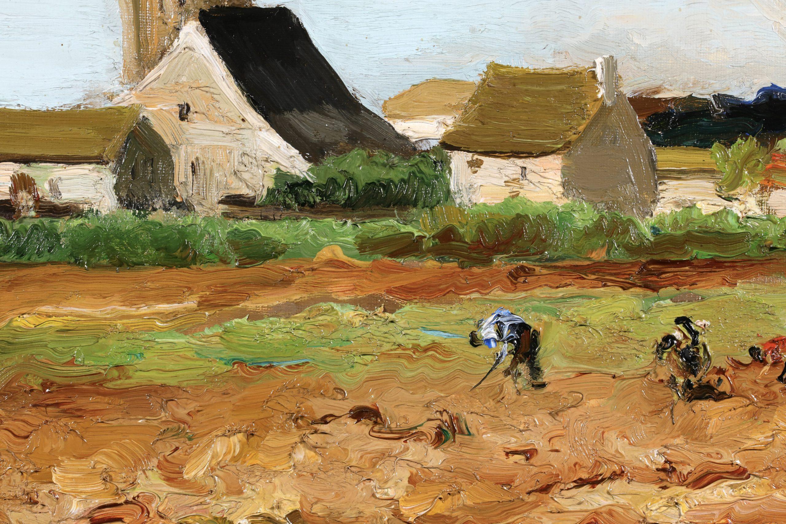 Paysans devant le village - Paesaggio post impressionista a olio di Marcel Dyf in vendita 8