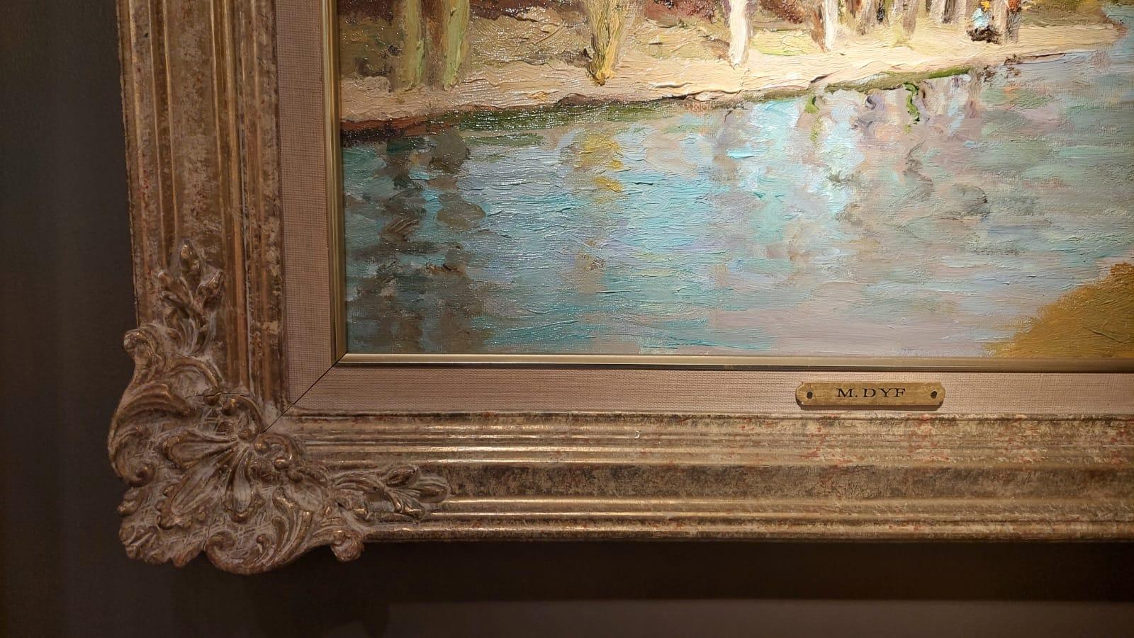 Pêche le long de la Rivière - Impressionnisme Painting par Marcel Dyf