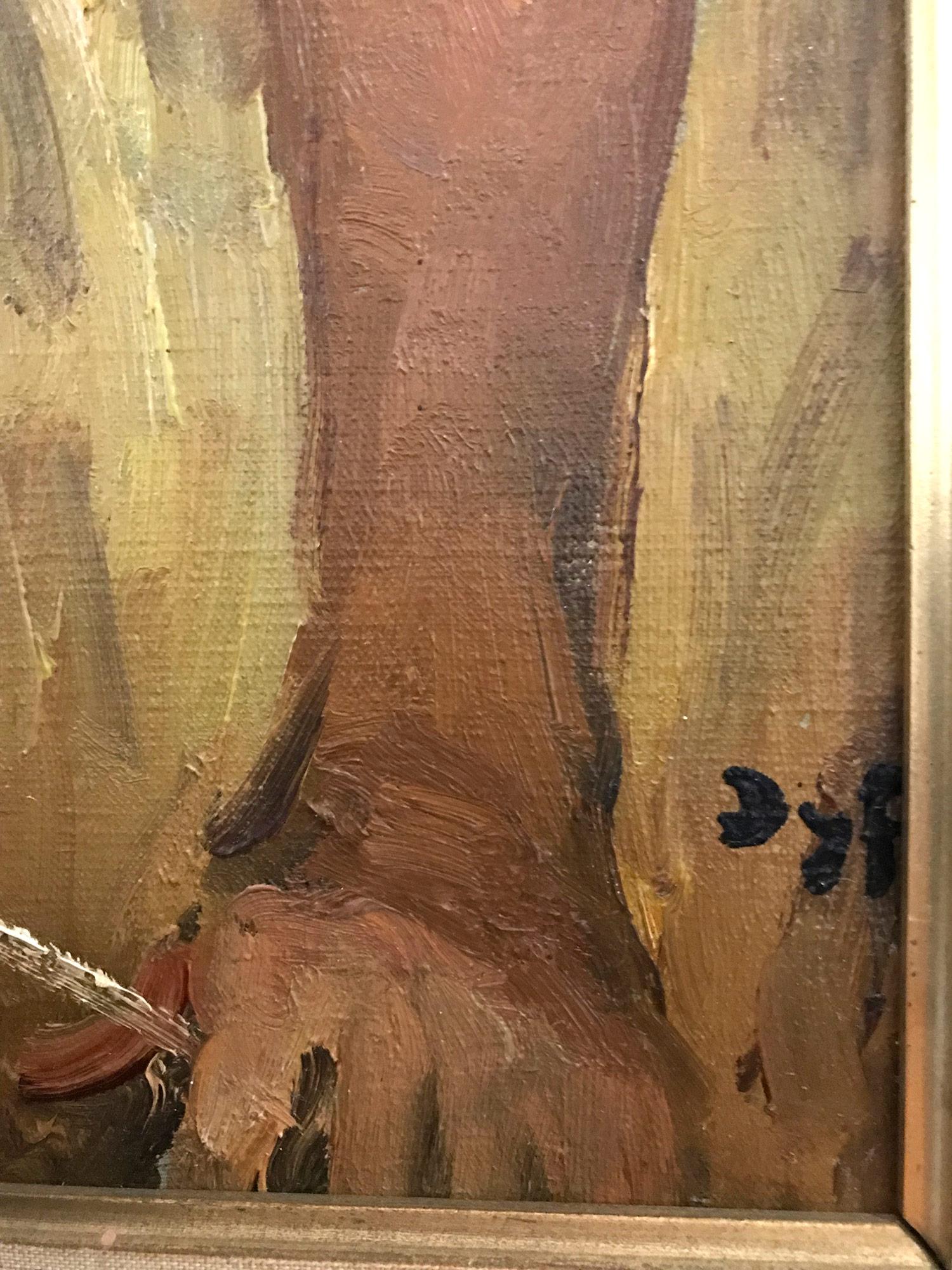 « Pensive Gypsy Girl Sitting in a Field », huile sur toile Peinture impressionniste en vente 5