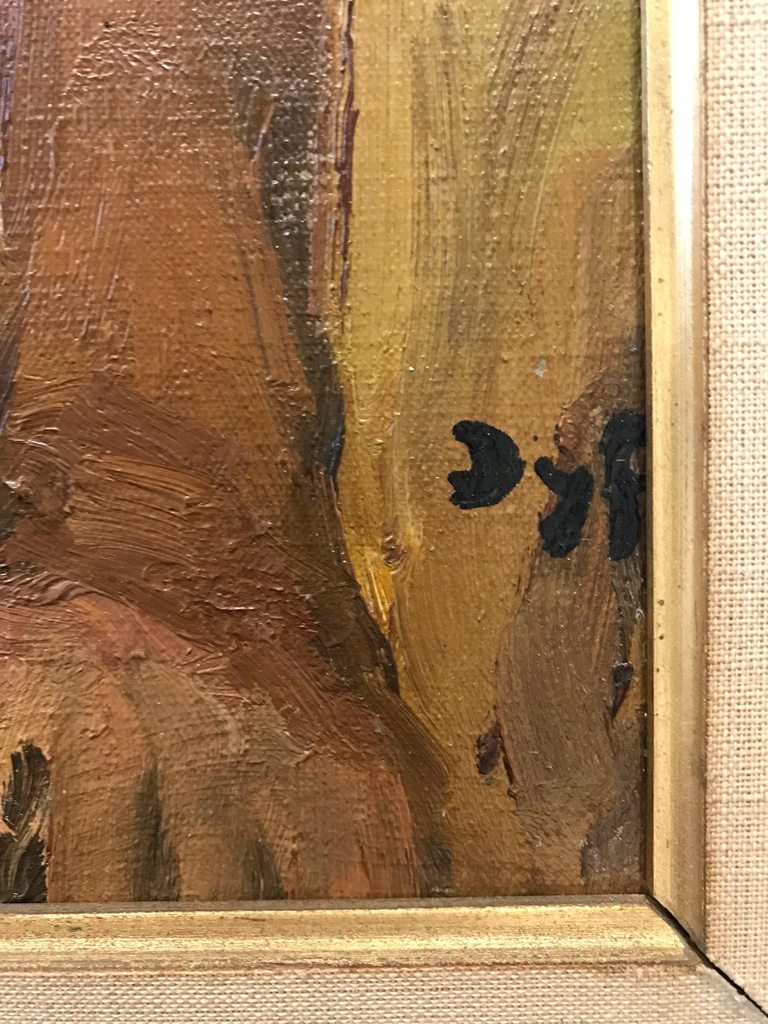 « Pensive Gypsy Girl Sitting in a Field », huile sur toile Peinture impressionniste en vente 6