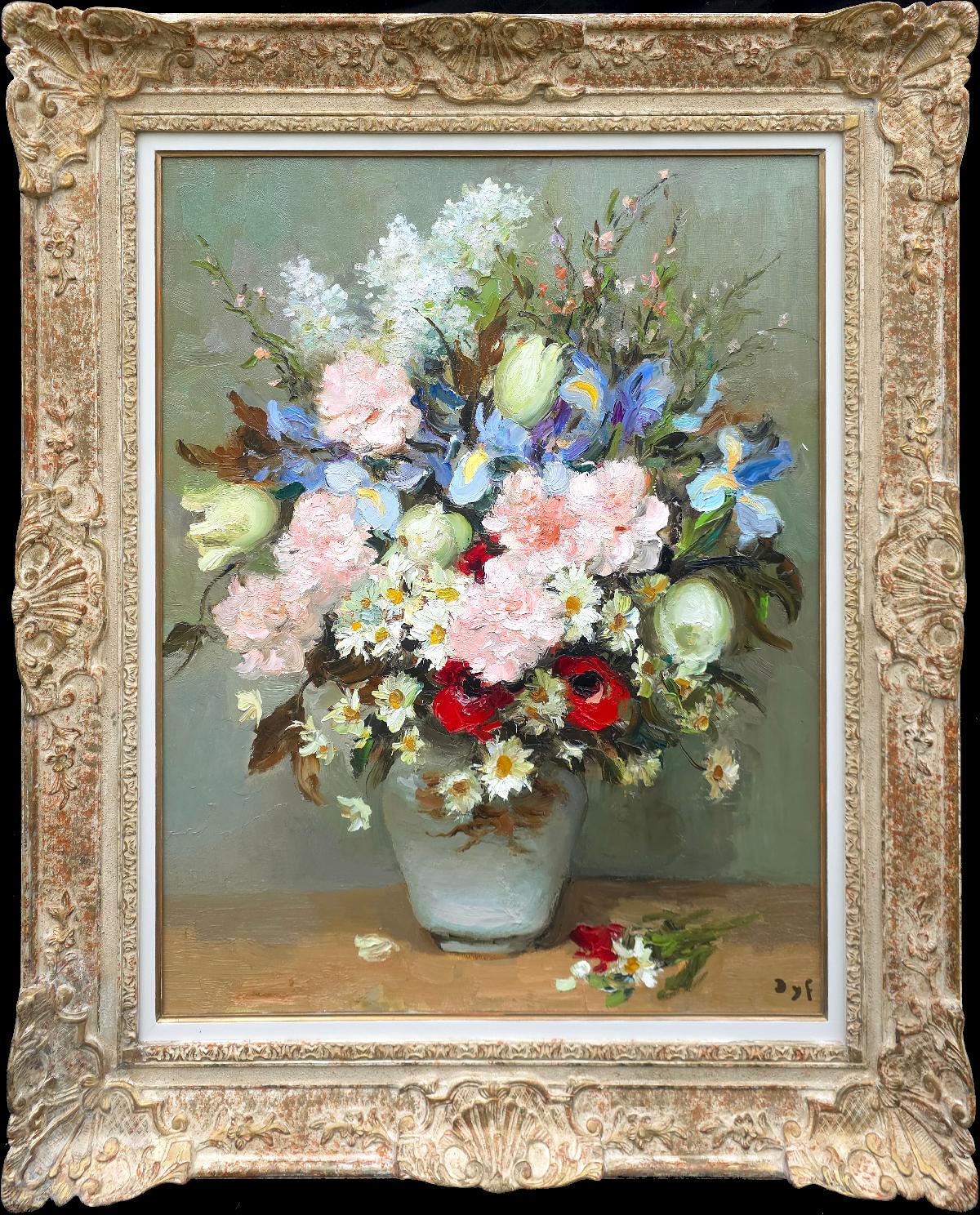Marcel Dyf『庭園の花』 Framed Print on Linen, Marcel Dyf 
