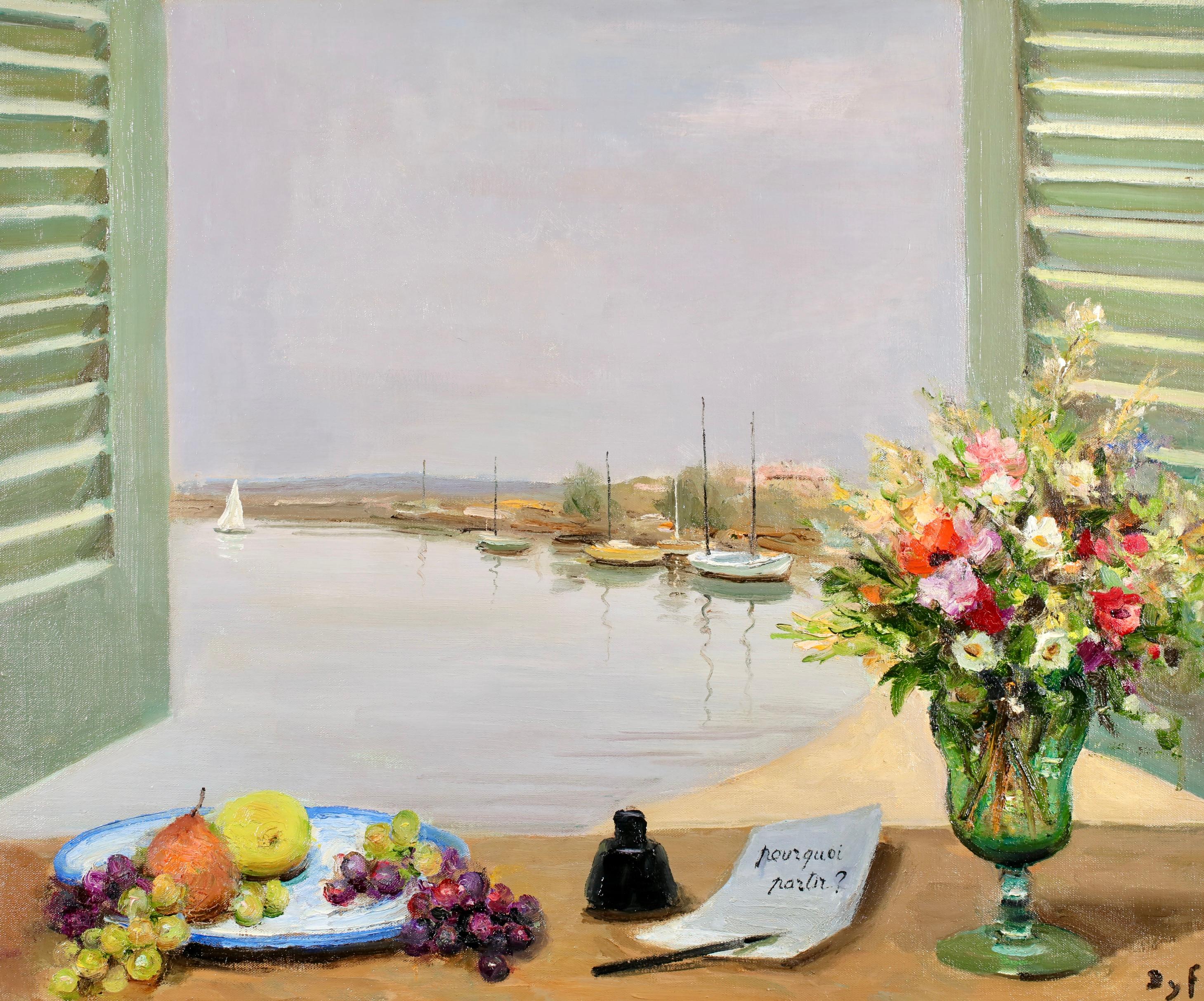 Pourquoi partir? - Natura morta paesaggistica post impressionista di Marcel Dyf in vendita 1