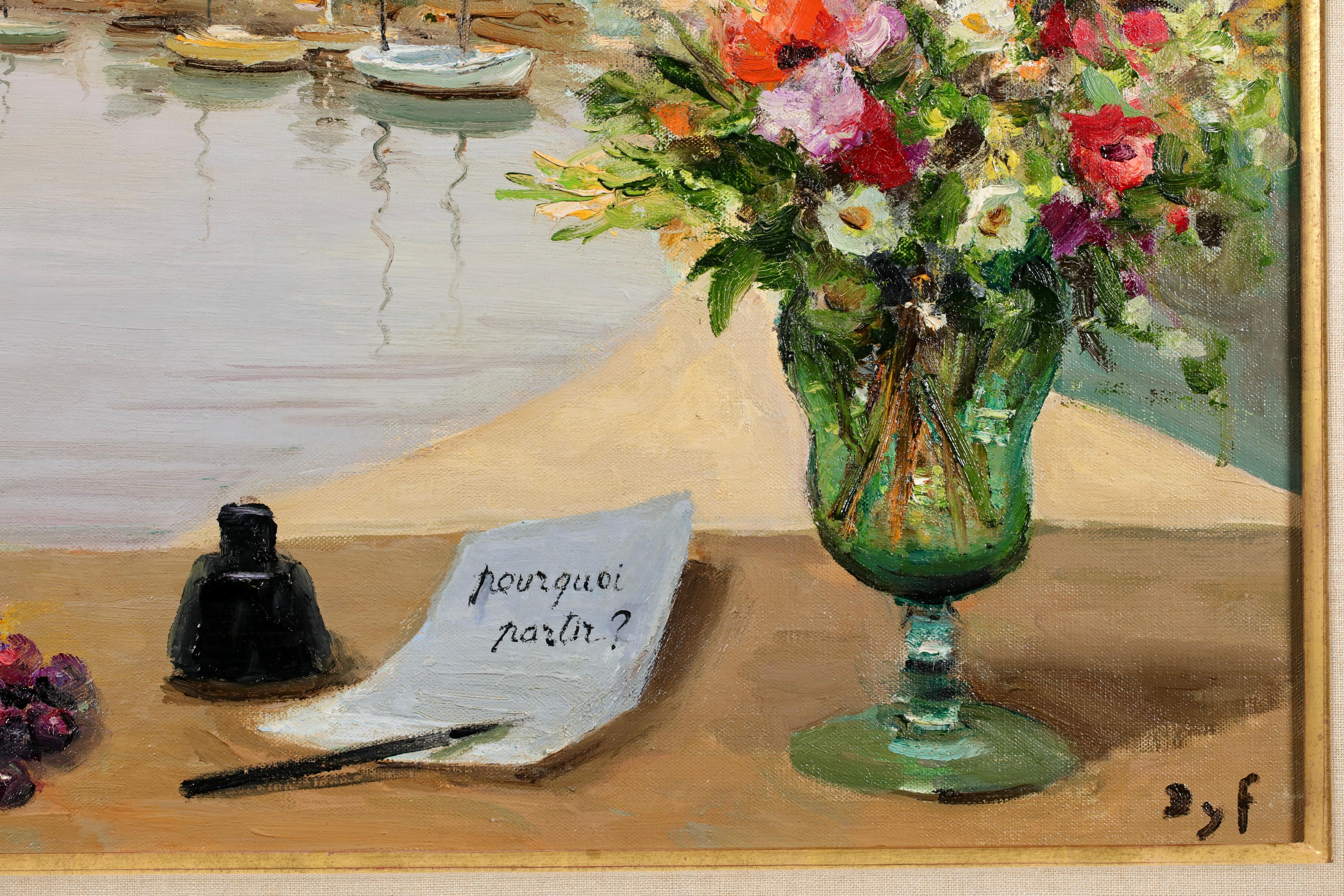 Pourquoi partir? - Natura morta paesaggistica post impressionista di Marcel Dyf in vendita 3
